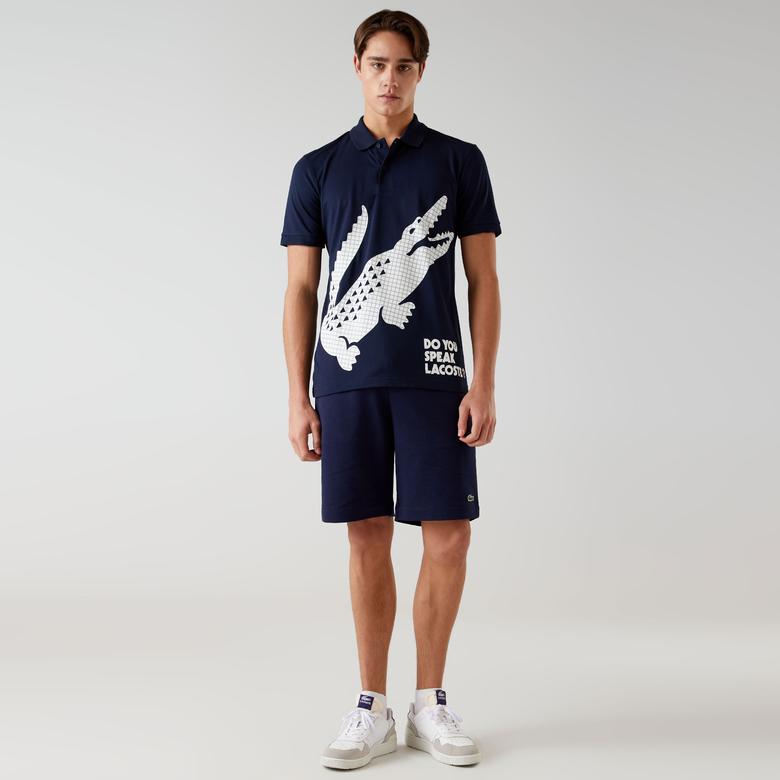 Erkek Regular Fit Baskılı Lacivert Polo