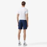 Erkek Slim Fit Keten Lacivert Bermuda