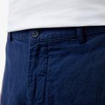 Erkek Slim Fit Keten Lacivert Bermuda