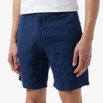 Erkek Slim Fit Keten Lacivert Bermuda