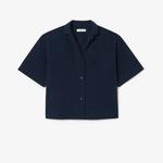 Kadın Relaxed Fit Kısa Kollu Lacivert Gömlek