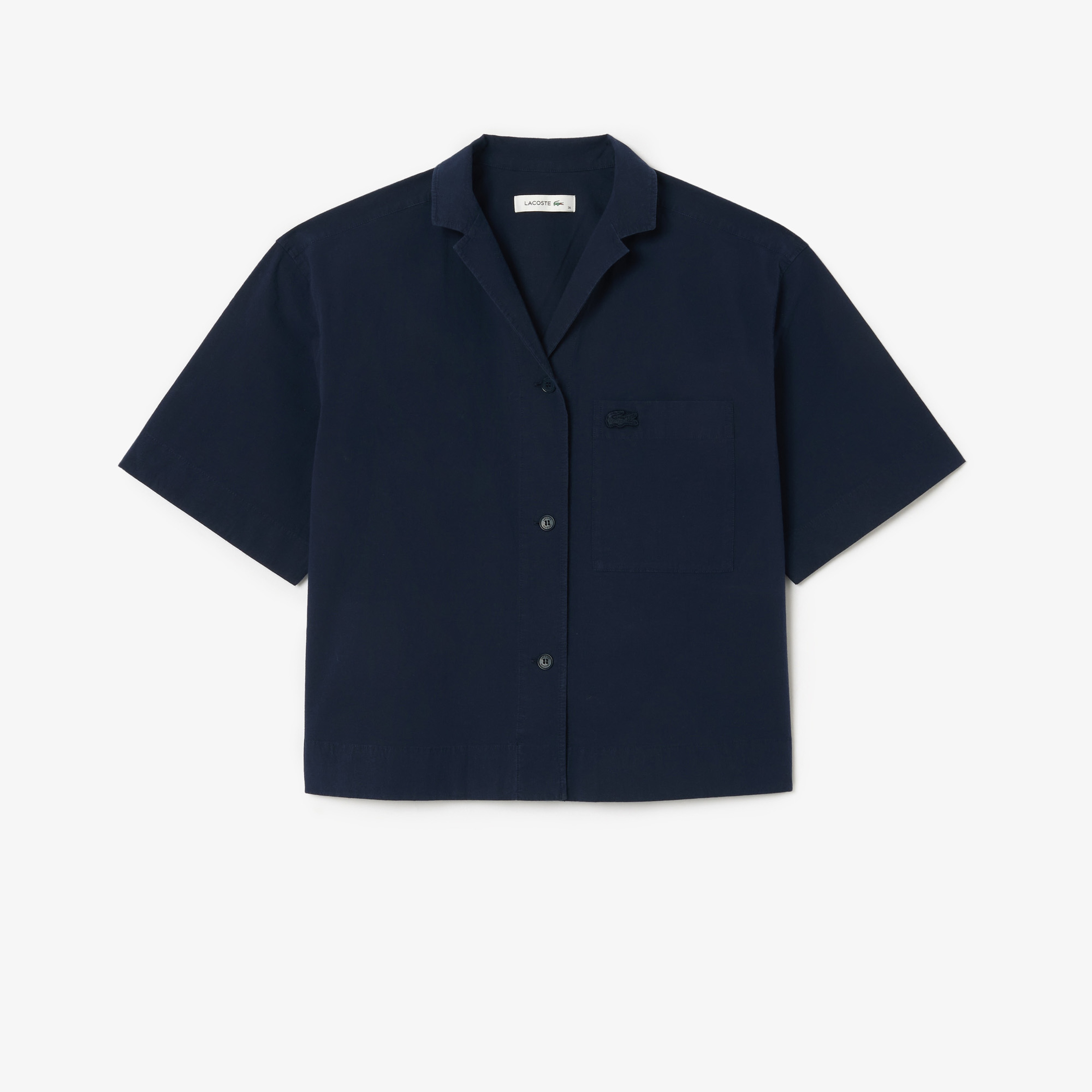 Kadın Relaxed Fit Kısa Kollu Lacivert Gömlek