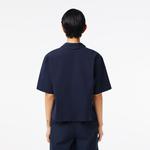 Kadın Relaxed Fit Kısa Kollu Lacivert Gömlek