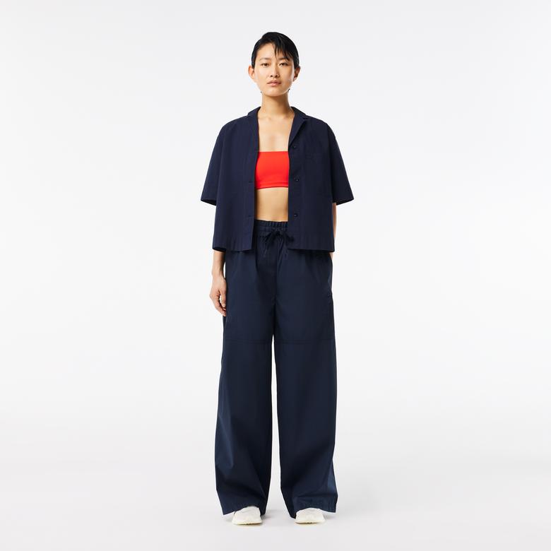 Kadın Relaxed Fit Kısa Kollu Lacivert Gömlek