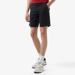 Erkek Slim Fit Keten Siyah Bermuda Şort