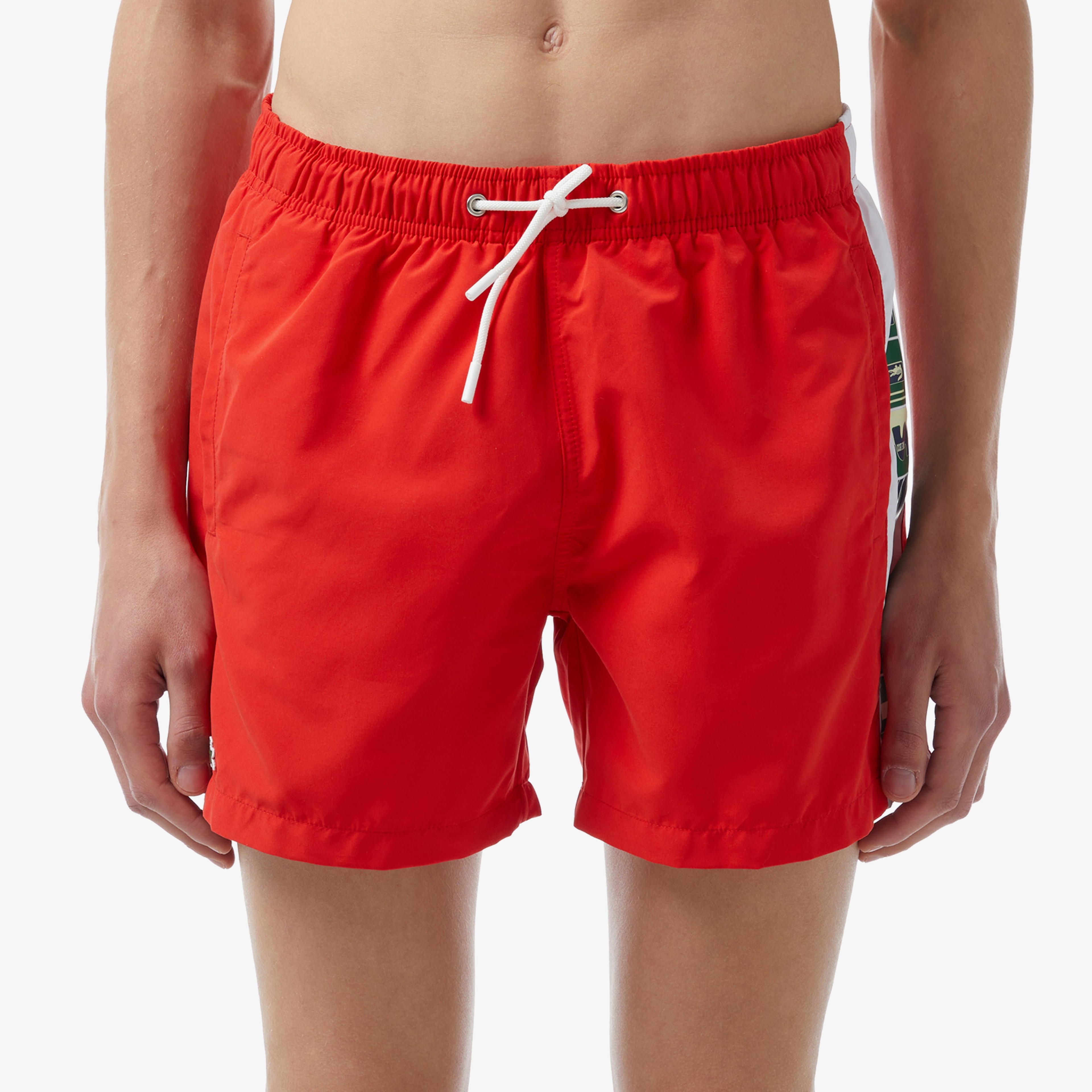 Erkek Renk Bloklu Kırmızı Mayo Şort