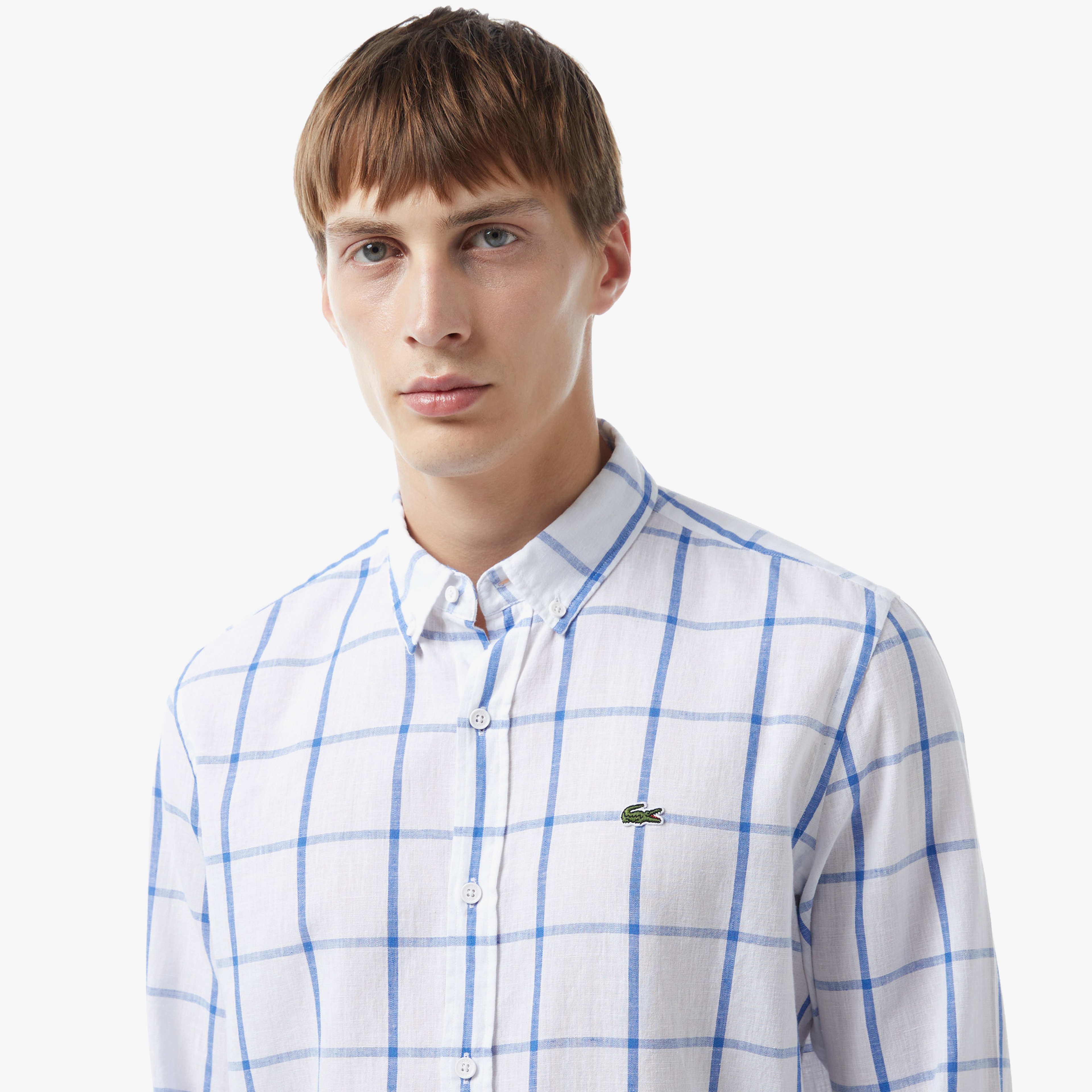 Erkek Regular Fit Ekose Mavi Gömlek