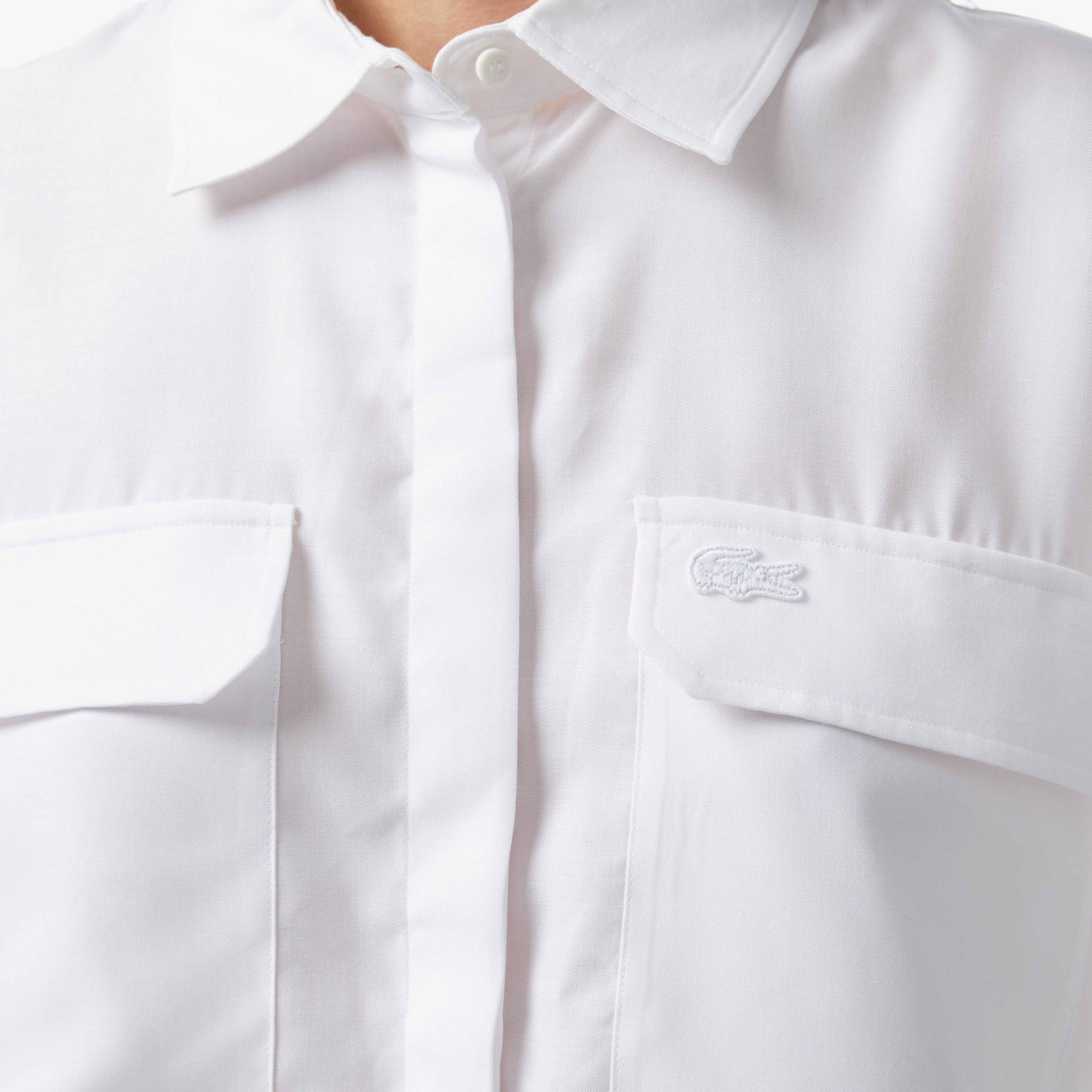 Kadın Relaxed Fit Kısa Kollu Beyaz Gömlek