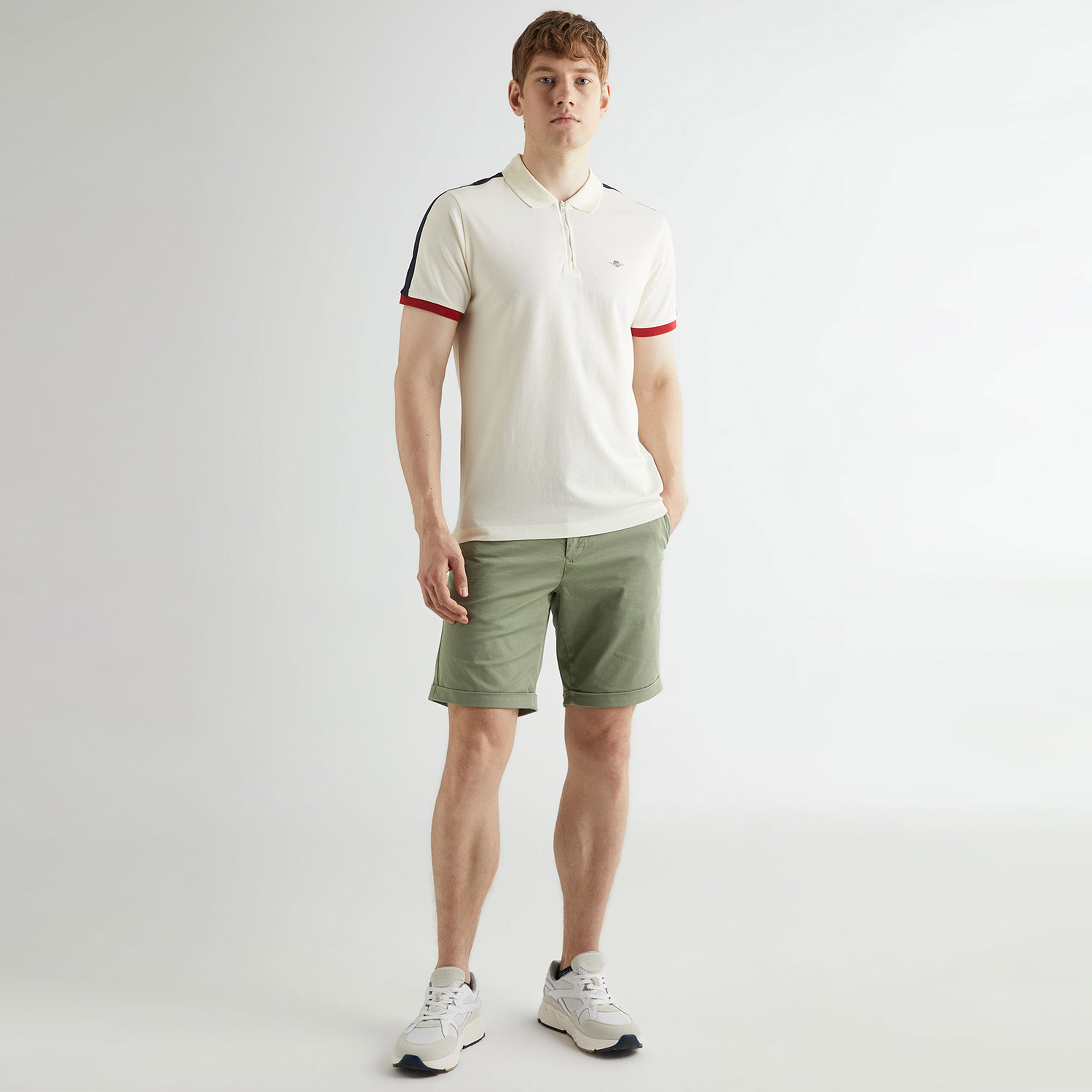 GANT Erkek Krem Regular Fit Renk Bloklu Polo