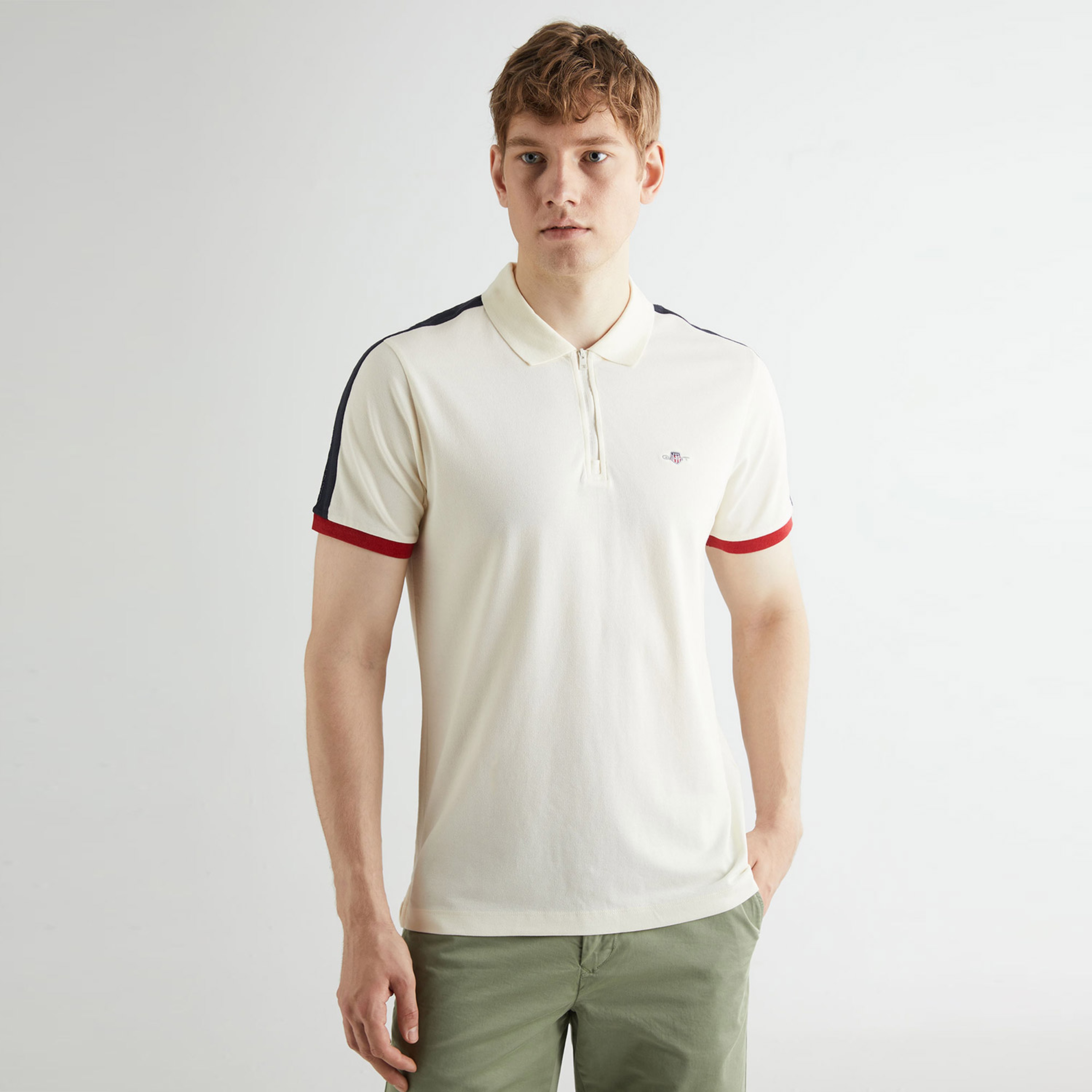 GANT Erkek Krem Regular Fit Renk Bloklu Polo