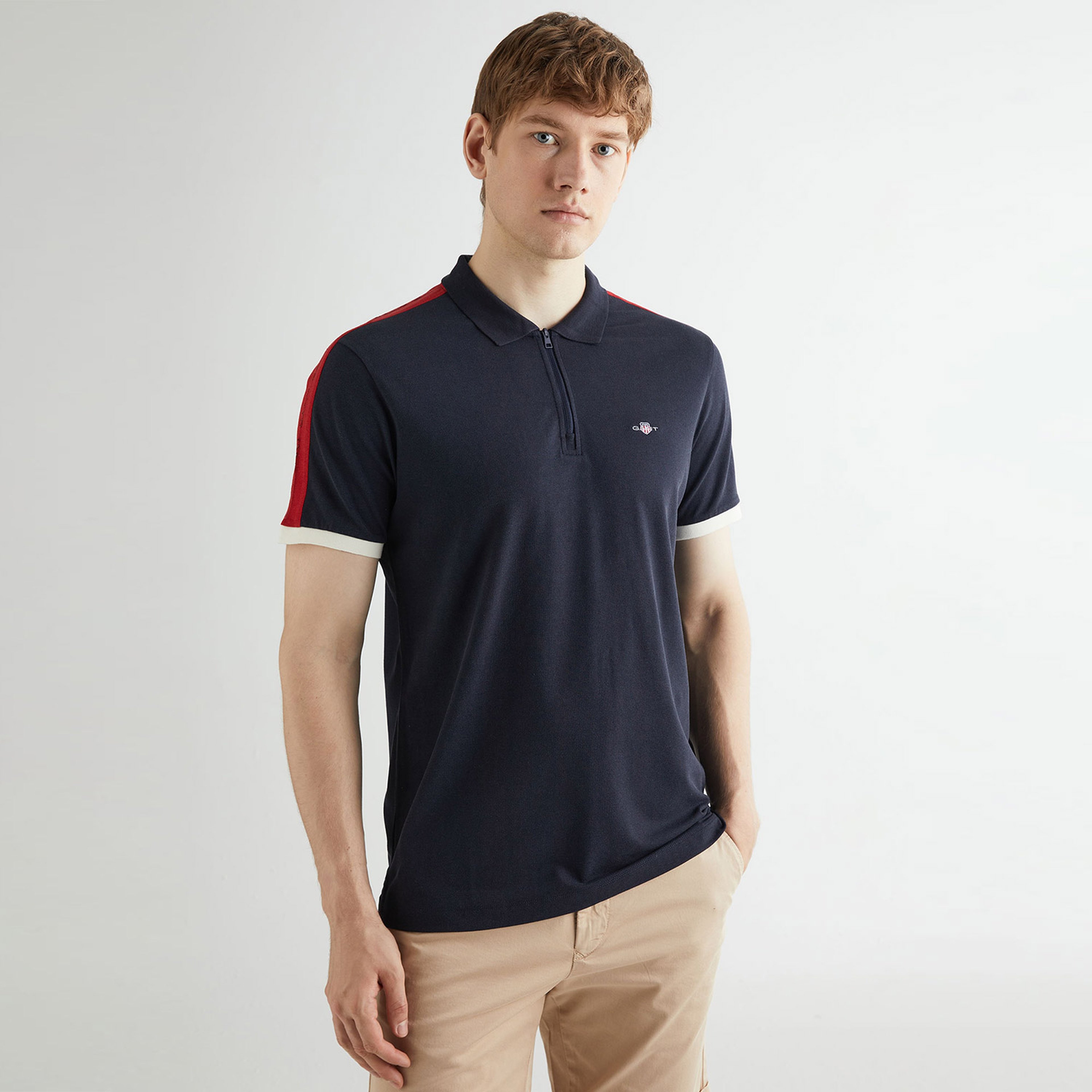 GANT Erkek Lacivert Regular Fit Renk Bloklu Polo