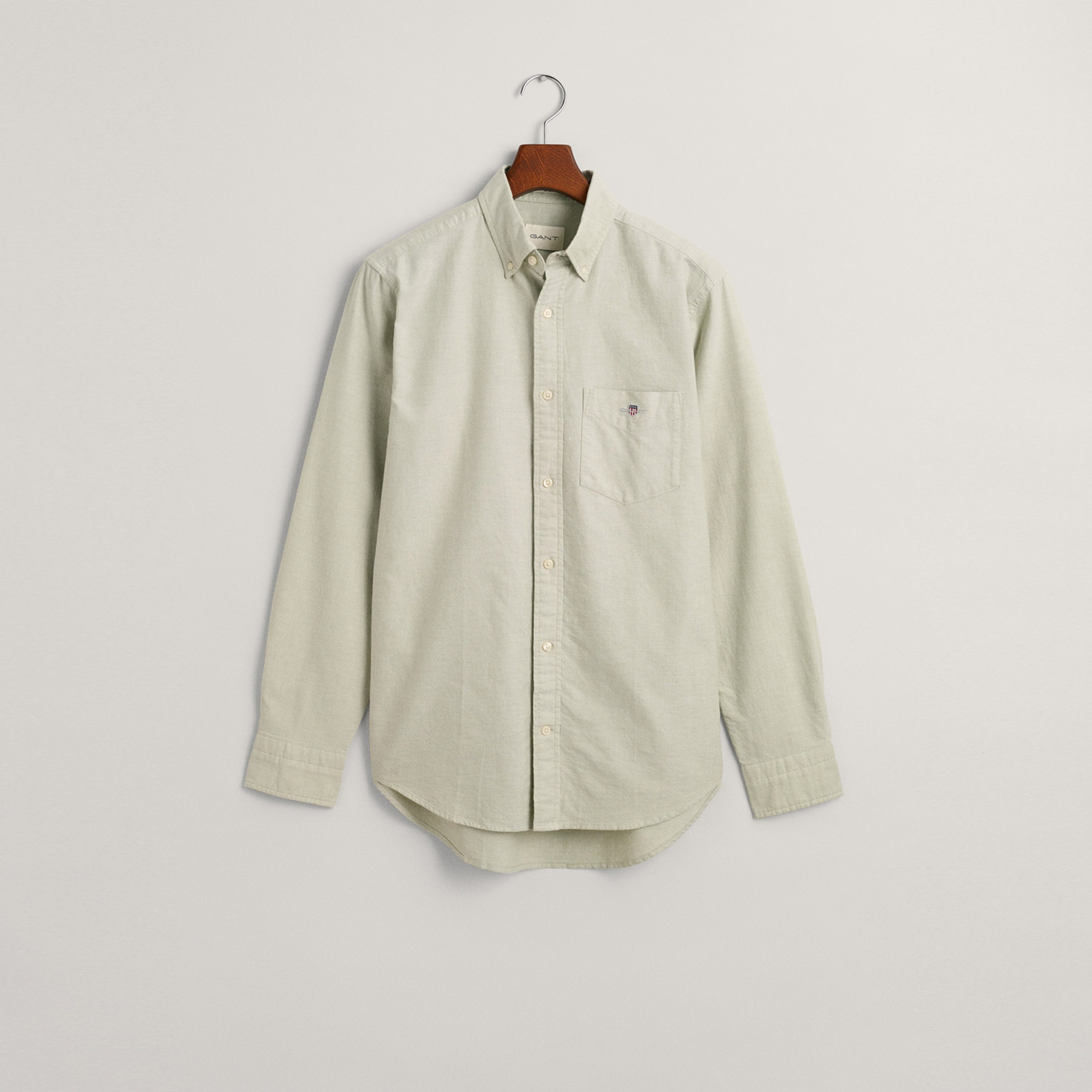 GANT Erkek Yeşil Regular Fit Düğmeli Yaka Logolu Oxford Gömlek