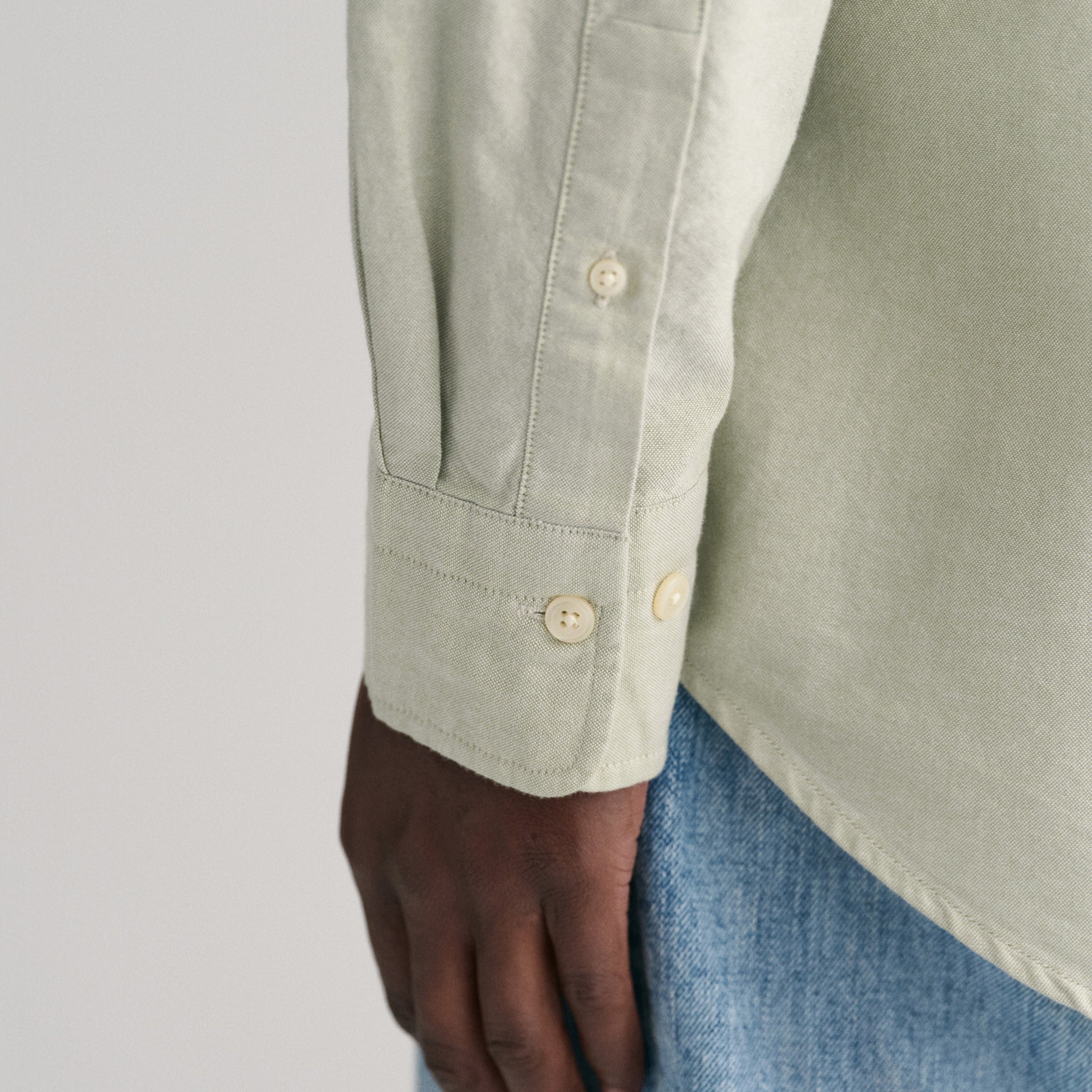 GANT Erkek Yeşil Regular Fit Düğmeli Yaka Logolu Oxford Gömlek
