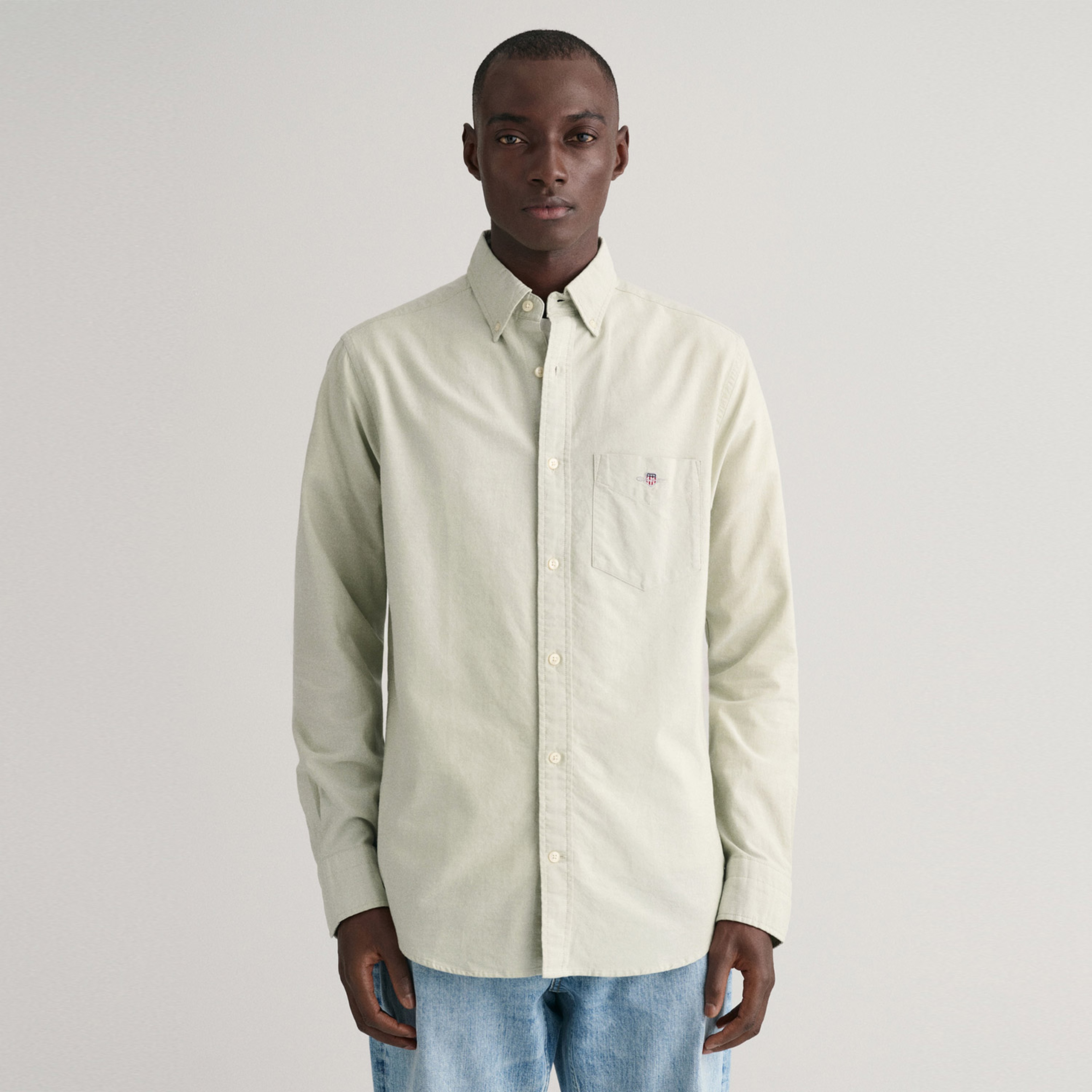 GANT Erkek Yeşil Regular Fit Düğmeli Yaka Logolu Oxford Gömlek
