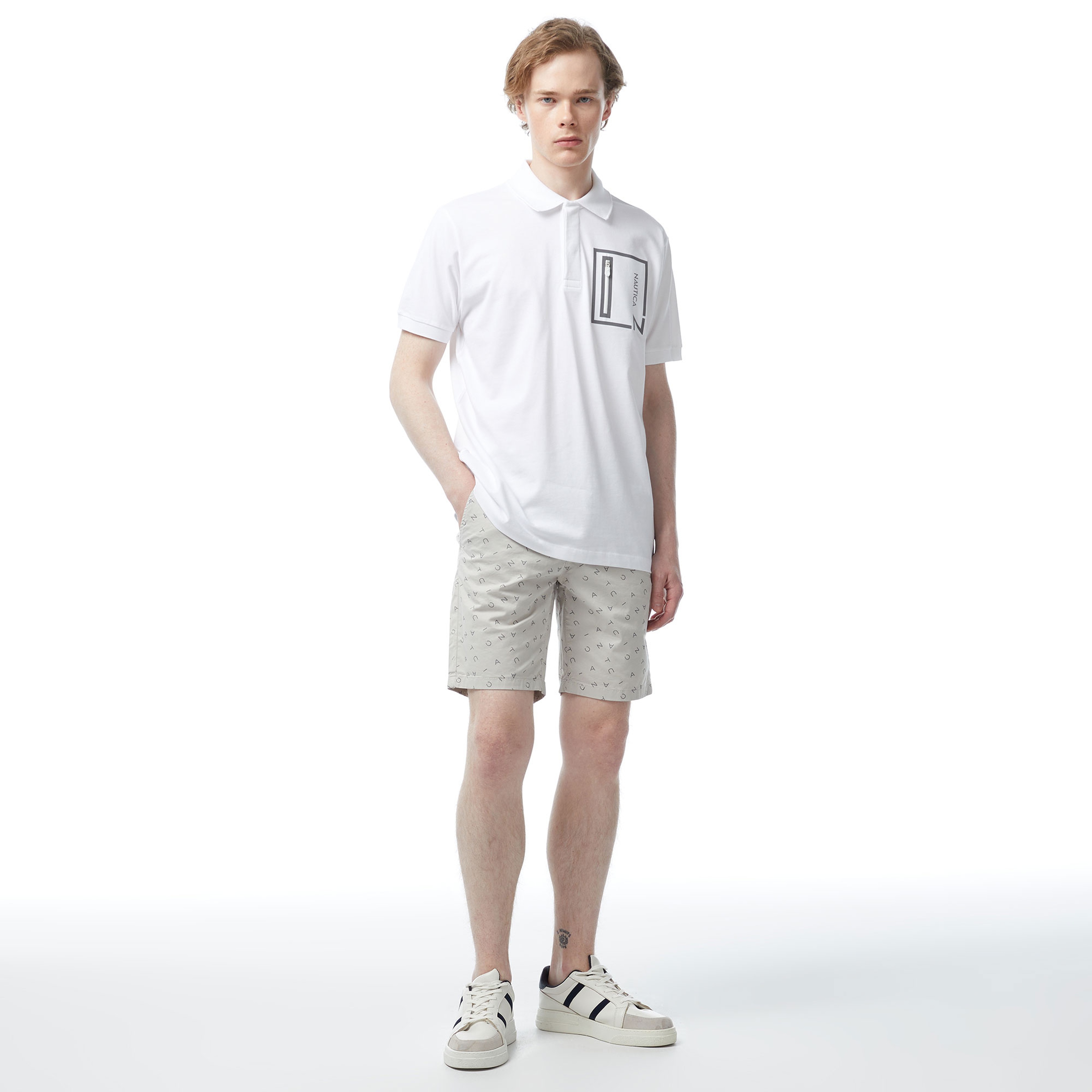 Nautica Erkek Beyaz Classic Fit Kısa Kollu Polo Yaka T-Shirt