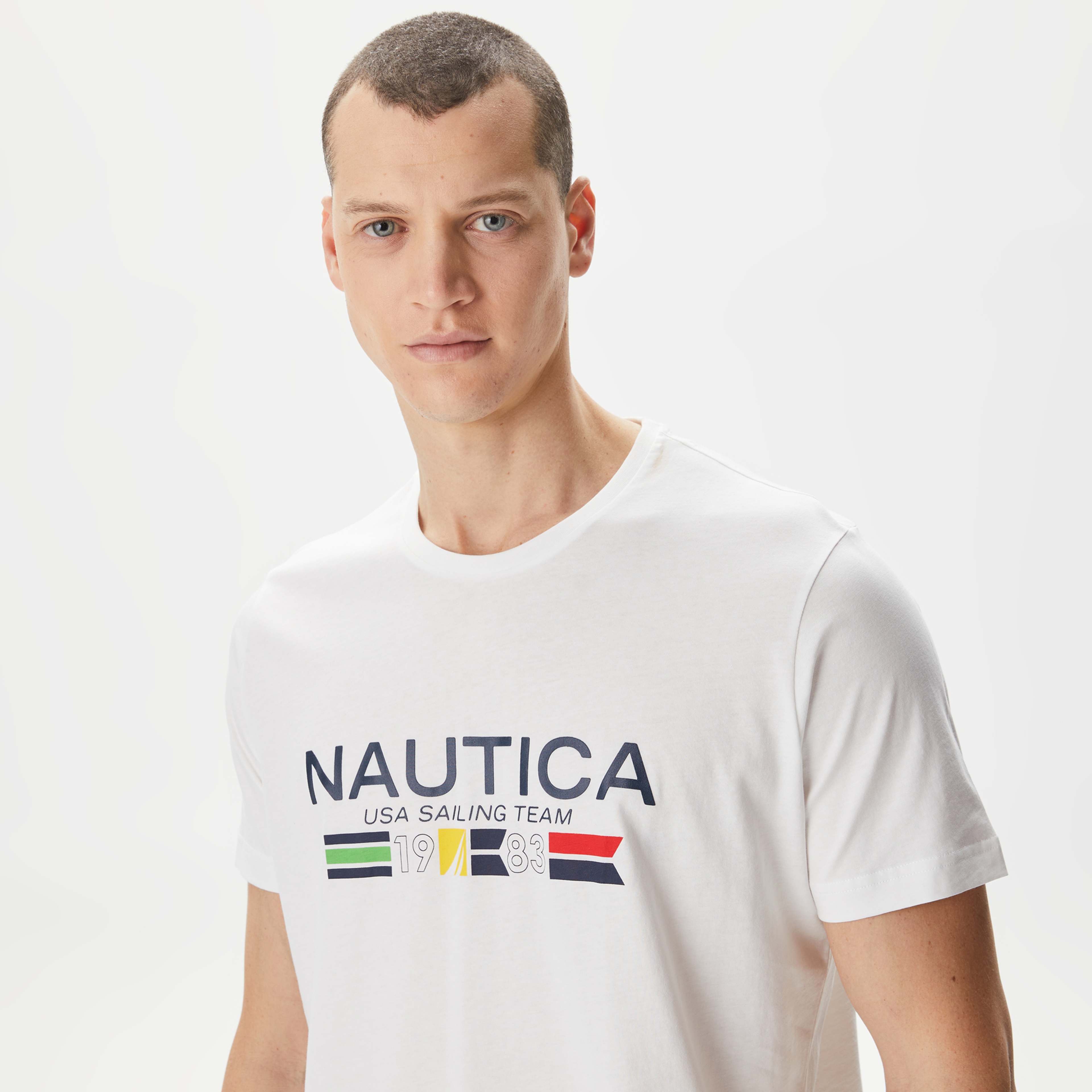Nautica Erkek Beyaz Standart Fit T-Shirt