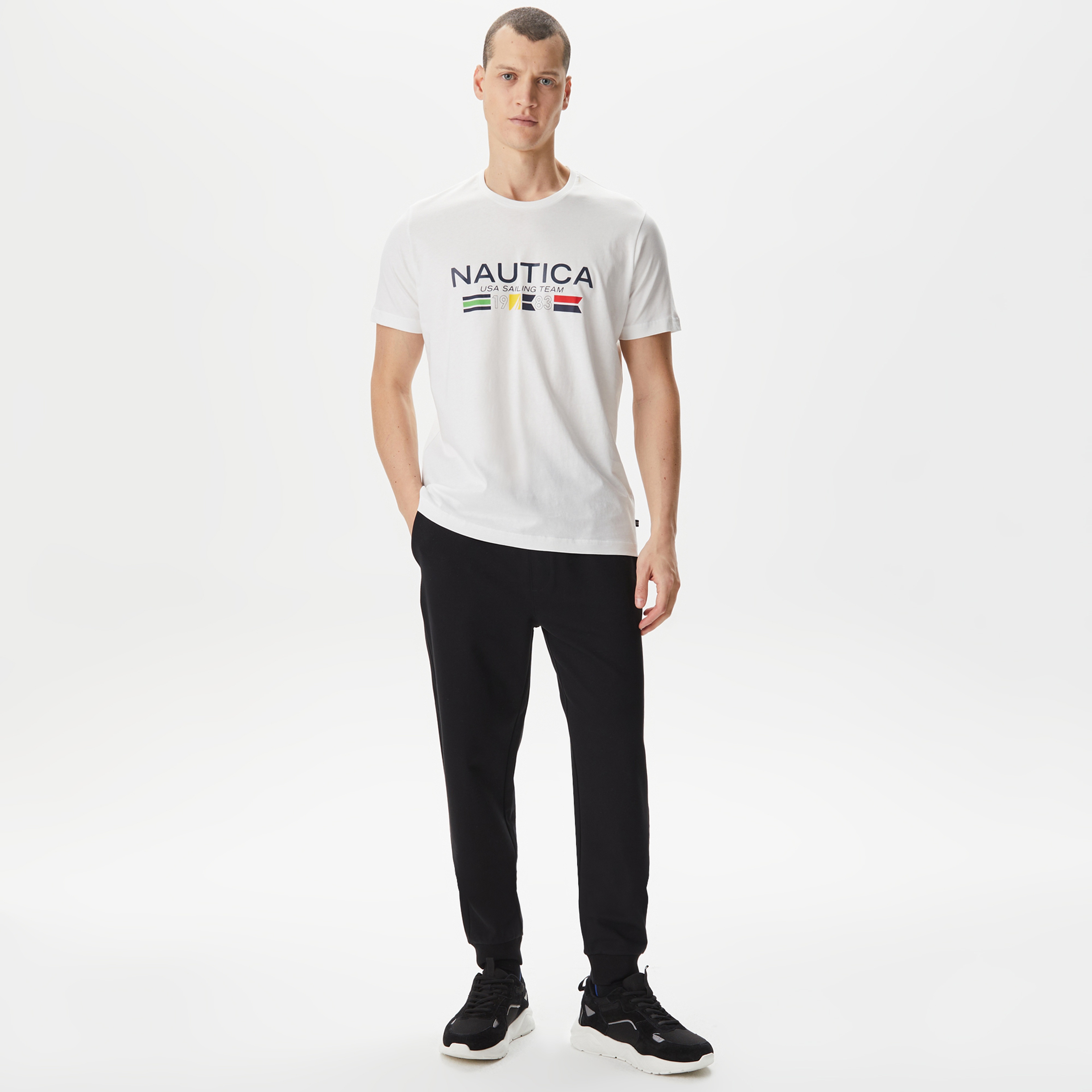 Nautica Erkek Beyaz Standart Fit T-Shirt