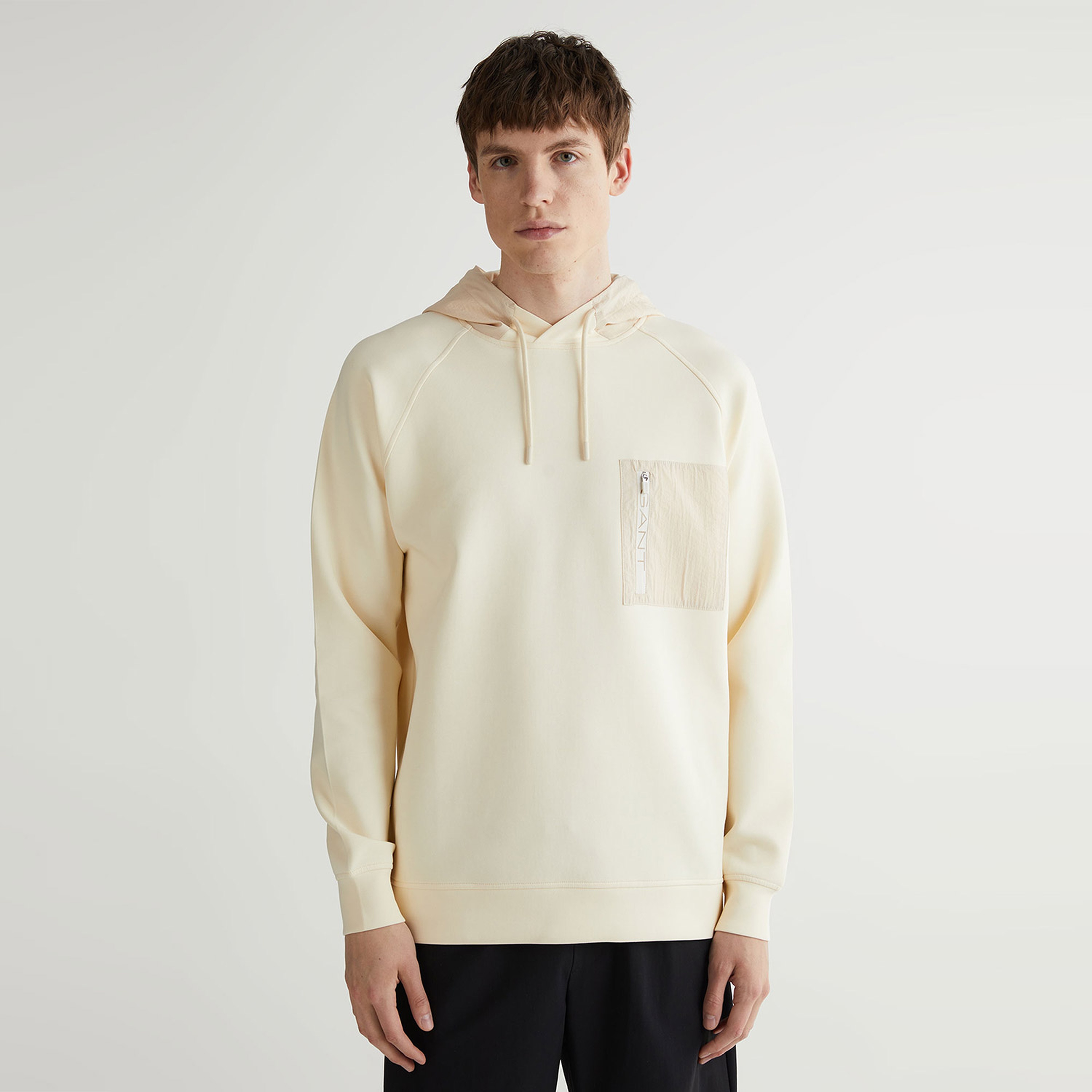 GANT Erkek Krem Regular Fit Kapüşonlu Logolu Sweatshirt