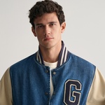 GANT Erkek Lacivert Relaxed Fit Hakim Yaka Logolu Bomber Ceket