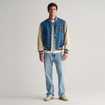 GANT Erkek Lacivert Relaxed Fit Hakim Yaka Logolu Bomber Ceket
