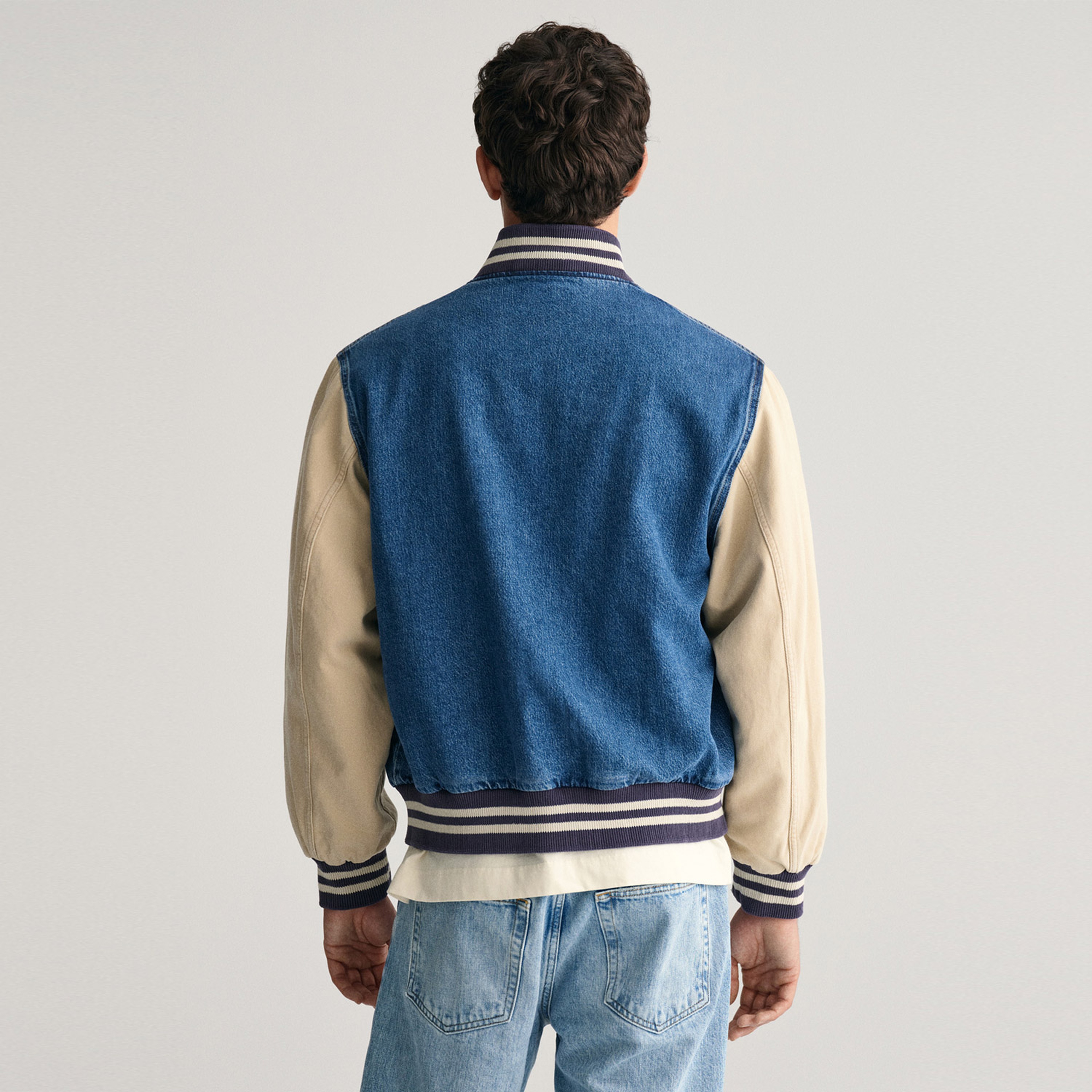 GANT Erkek Lacivert Relaxed Fit Hakim Yaka Logolu Bomber Ceket