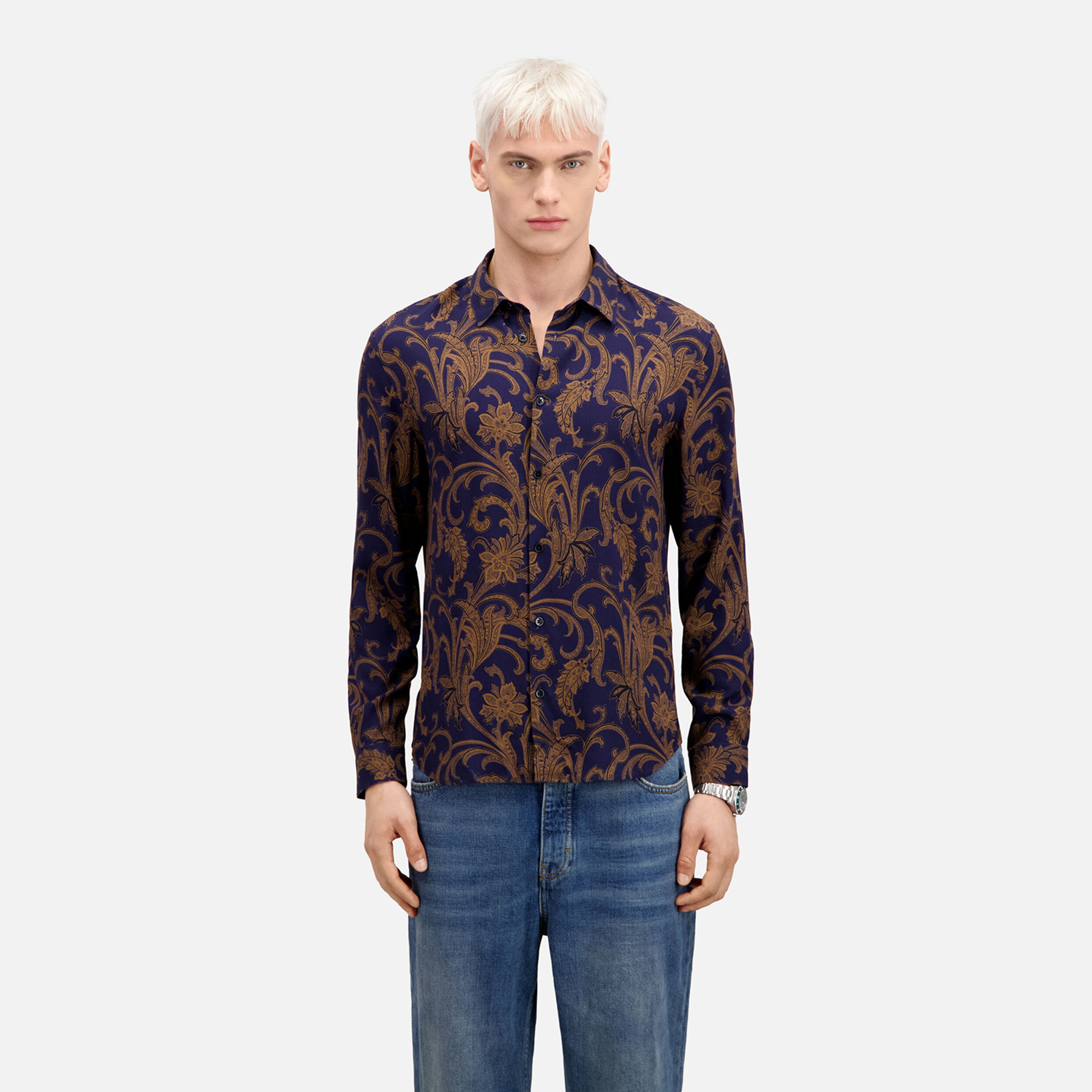 ERKEK DESENLİ LACİVERT GÖMLEK