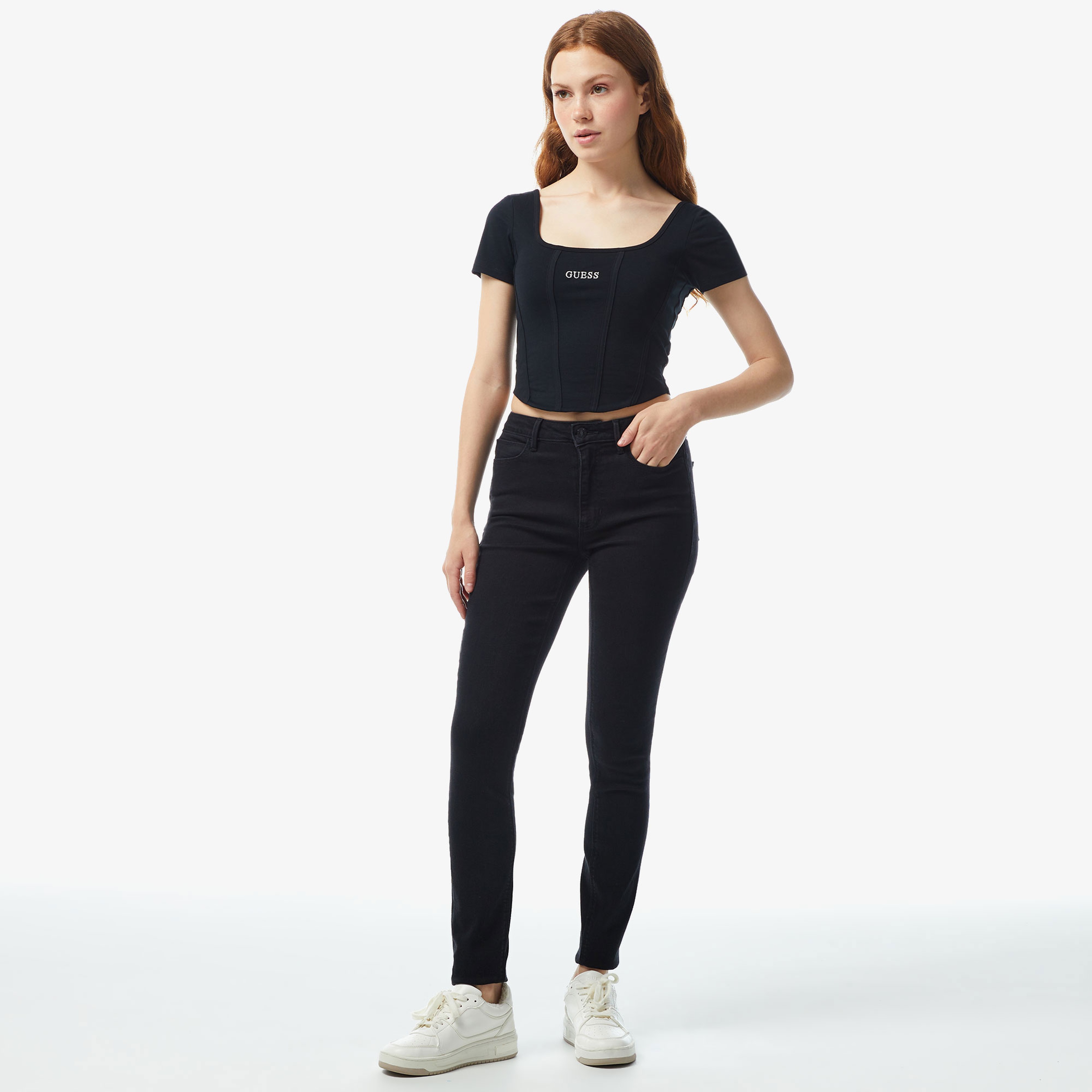 Guess Kadın Siyah Tshirt