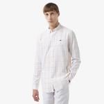 Erkek Regular Fit Ekose Beyaz Gömlek