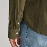 GANT Erkek Yeşil Regular Fit Düğmeli Yaka Keten Gömlek