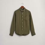 GANT Erkek Yeşil Regular Fit Düğmeli Yaka Keten Gömlek