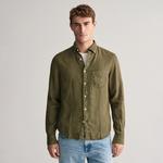 GANT Erkek Yeşil Regular Fit Düğmeli Yaka Keten Gömlek