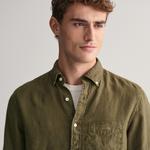GANT Erkek Yeşil Regular Fit Düğmeli Yaka Keten Gömlek
