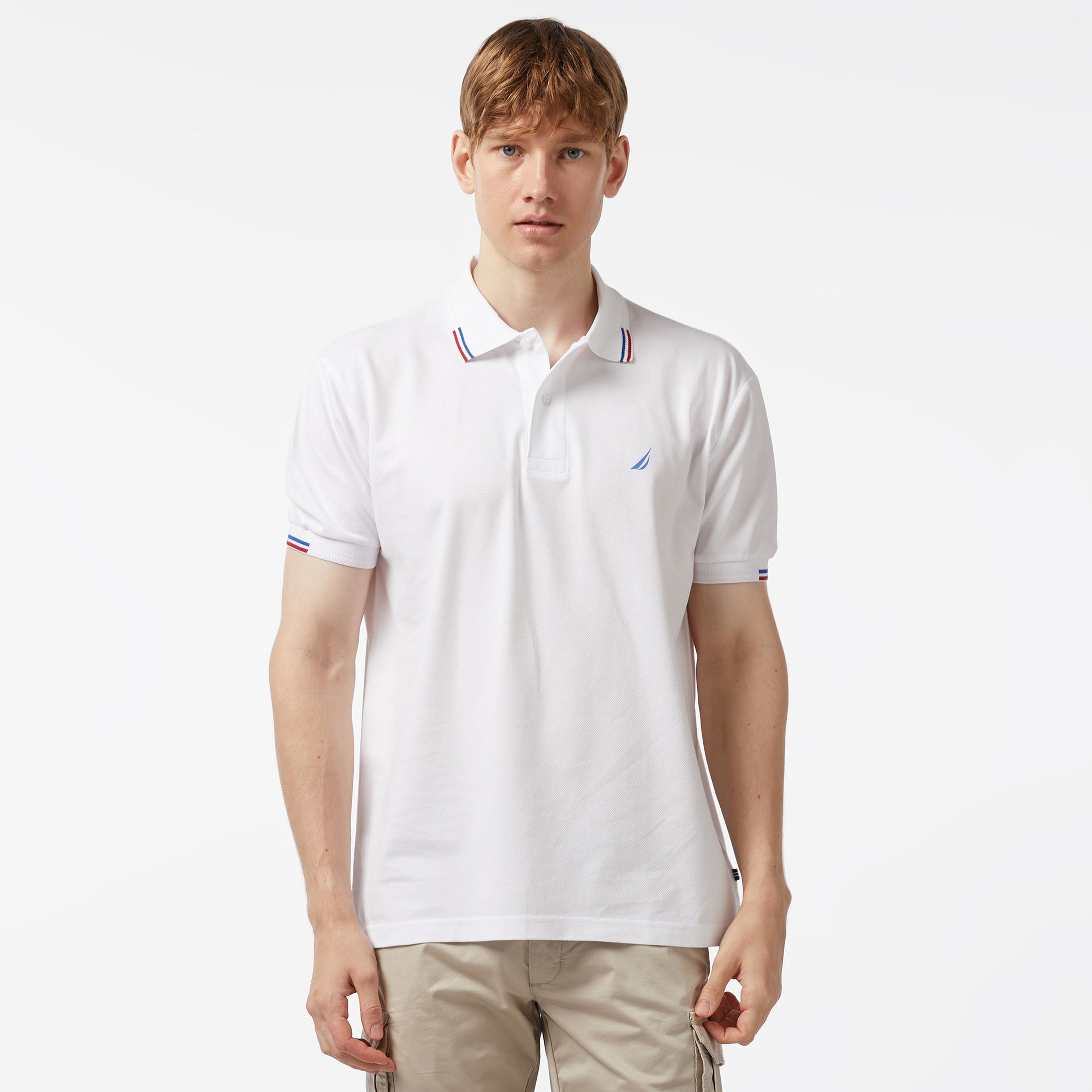 Nautica Erkek Beyaz Classic Fit Kısa Kollu Polo