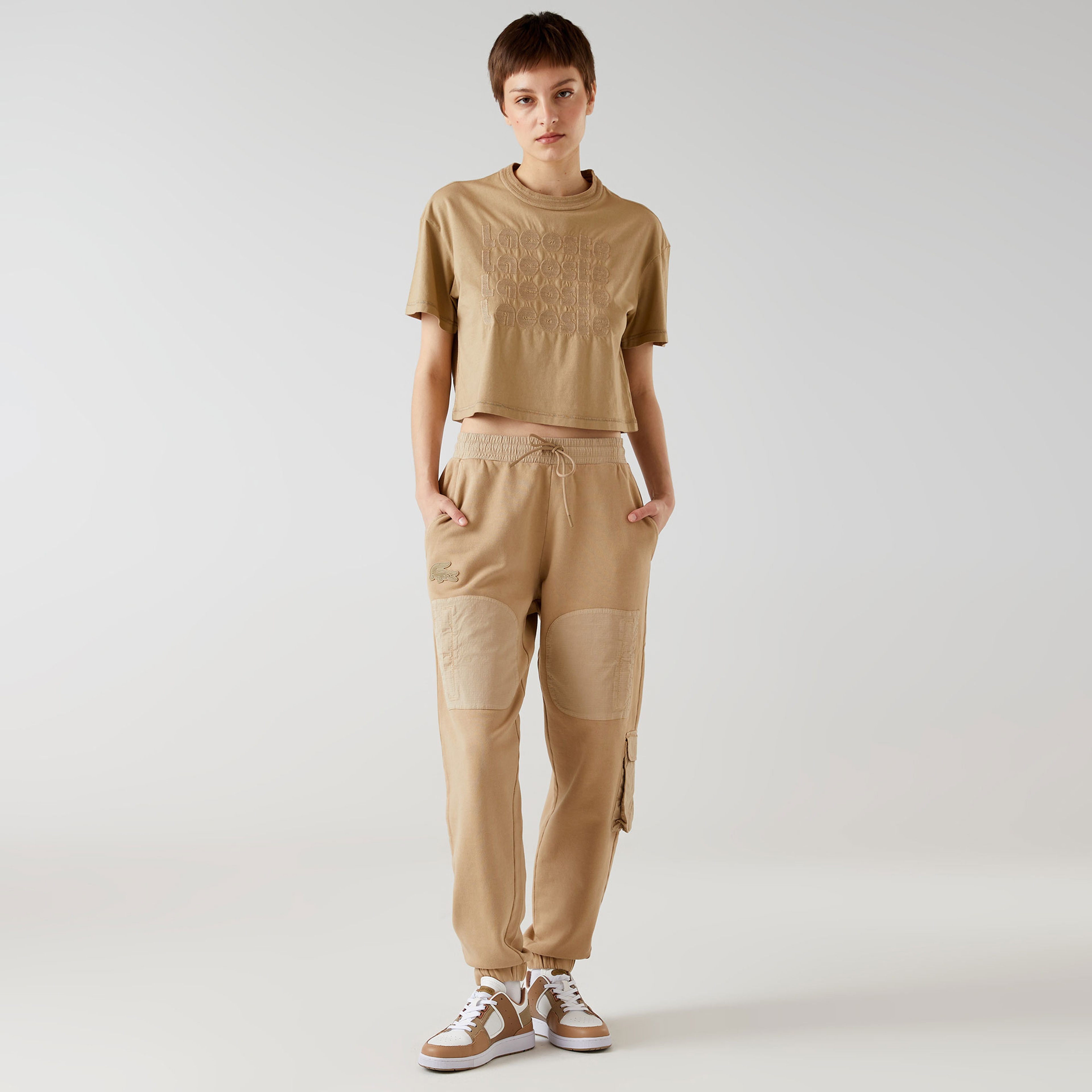 Lacoste x House of SuperStep Kadın Kahverengi T-Shirt