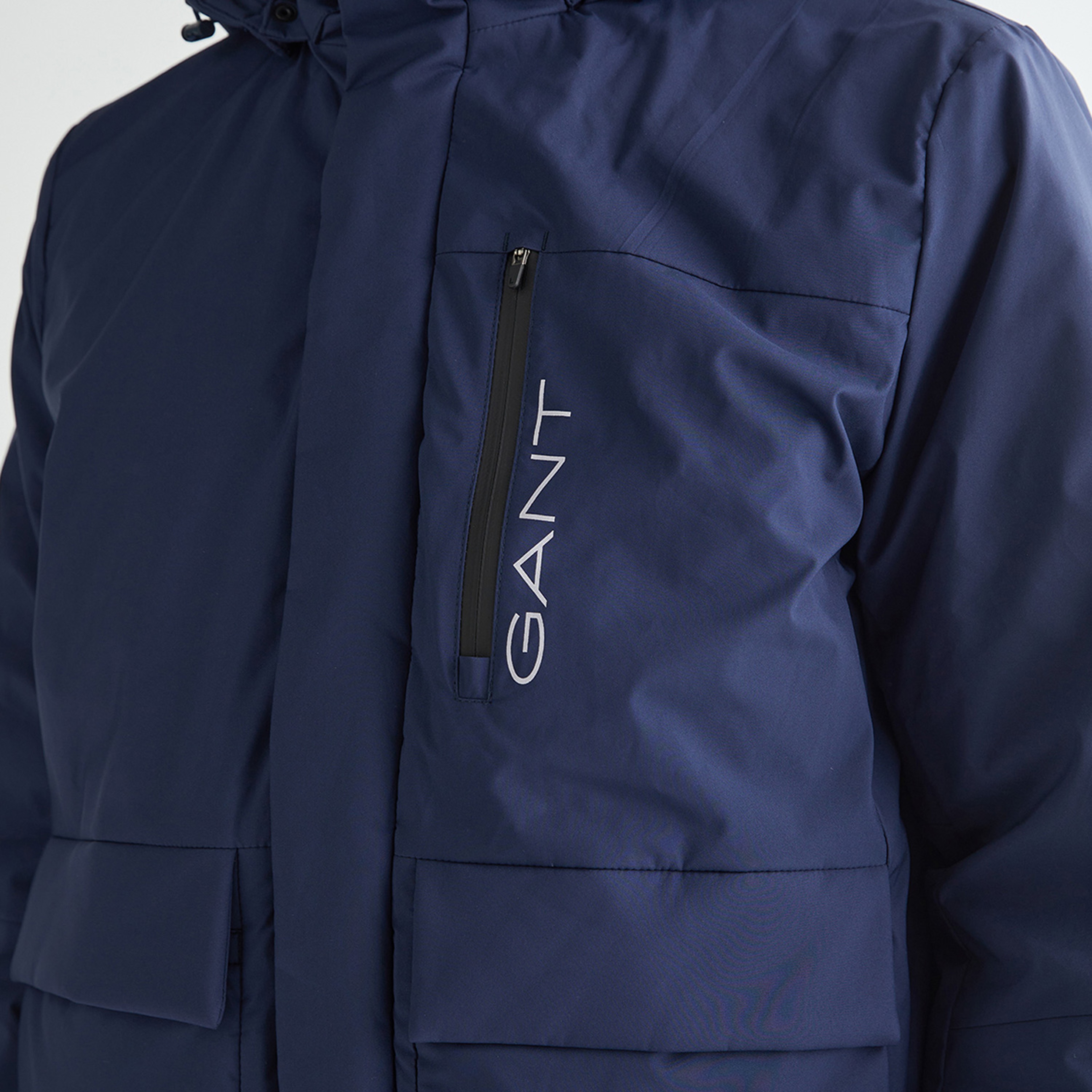 GANT Erkek Lacivert Kapüşonlu Logolu Mont