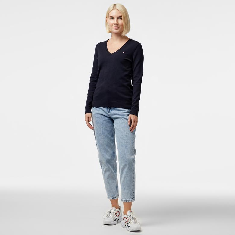 Tommy Hilfiger Kadın Mavi Triko