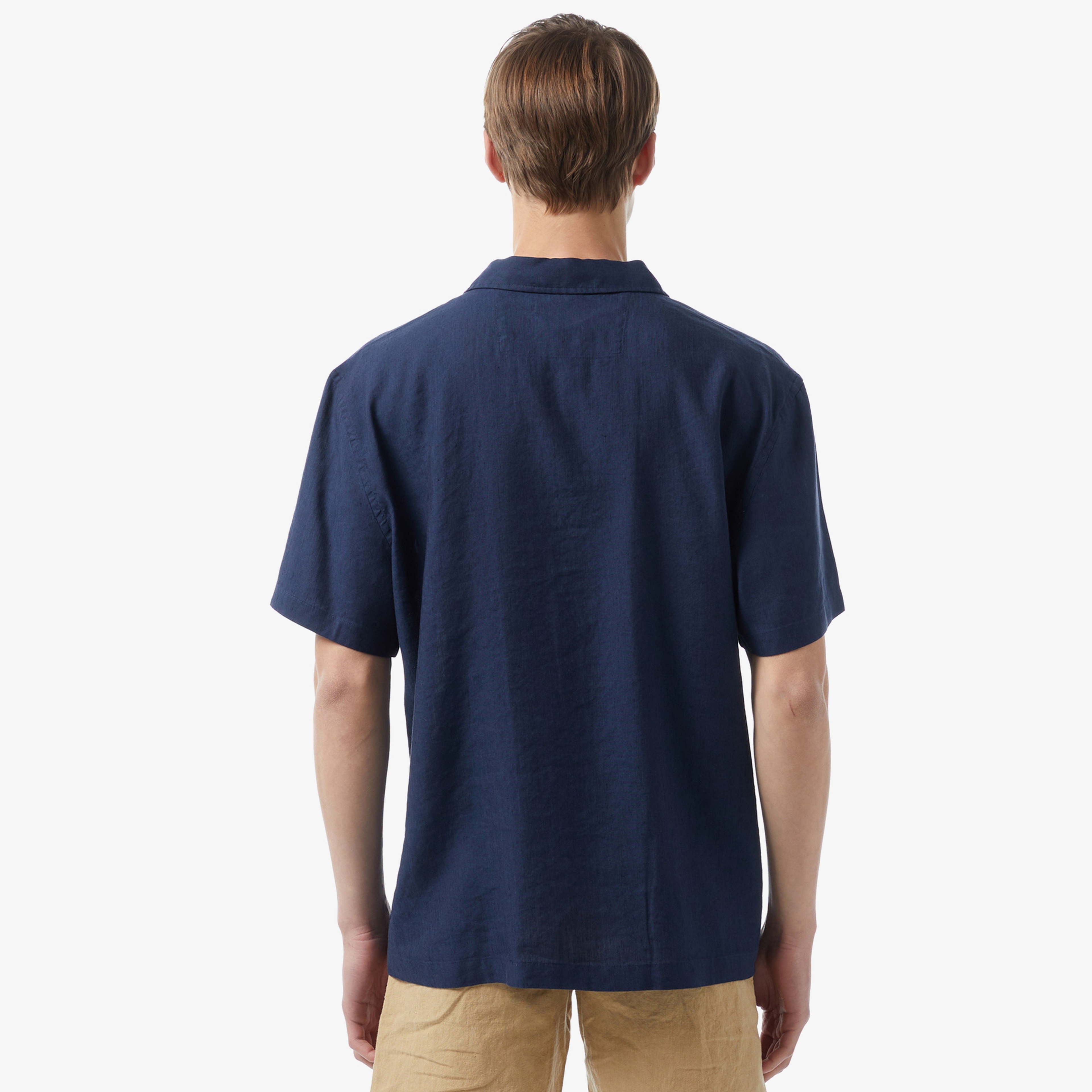 Erkek Relaxed Fit Kısa Kollu Lacivert Gömlek