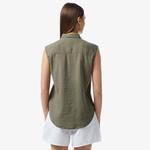 Kadın Kolsuz Haki Gömlek