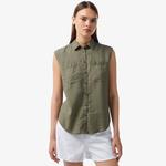 Kadın Kolsuz Haki Gömlek