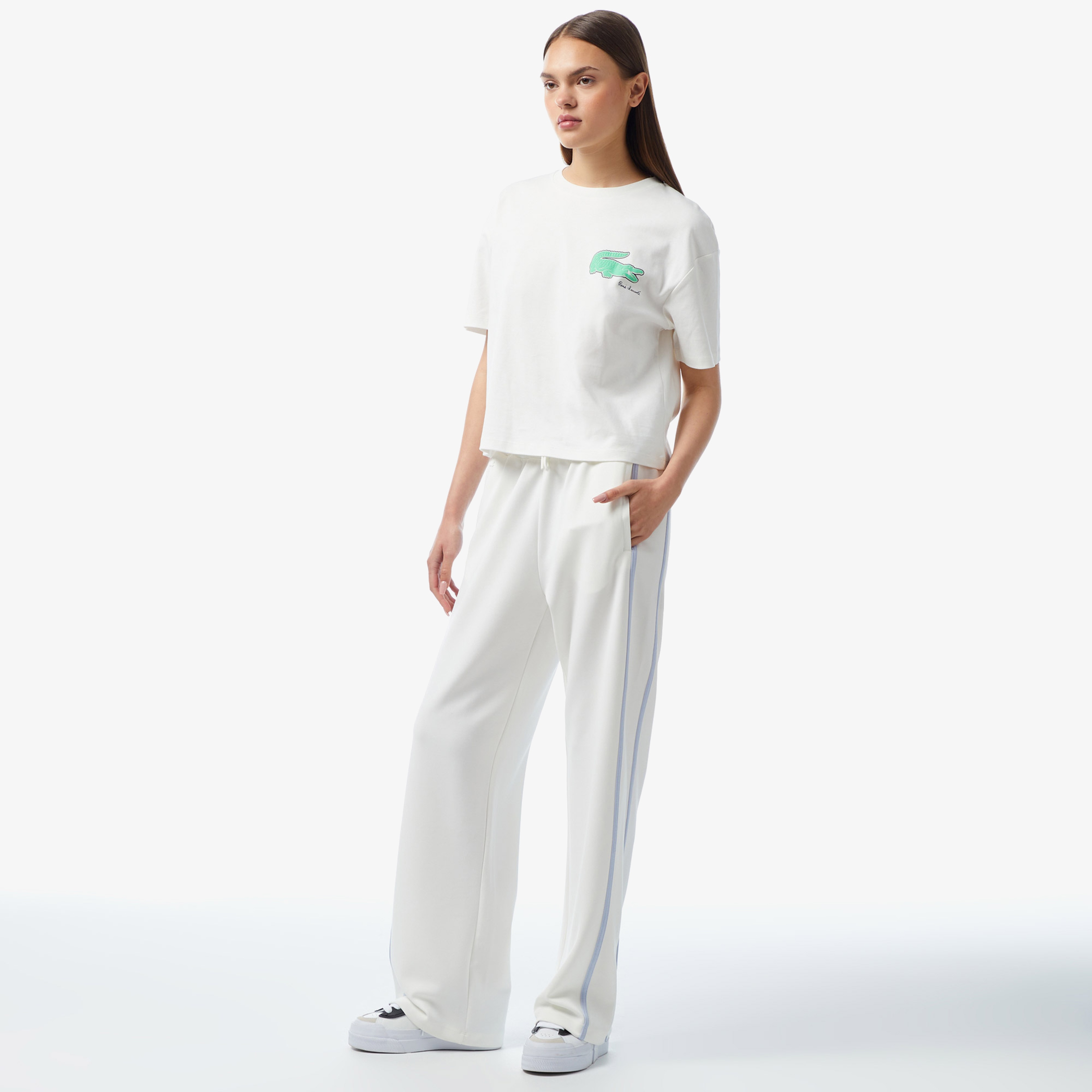 Kadın Flare Fit Beyaz Eşofman Altı