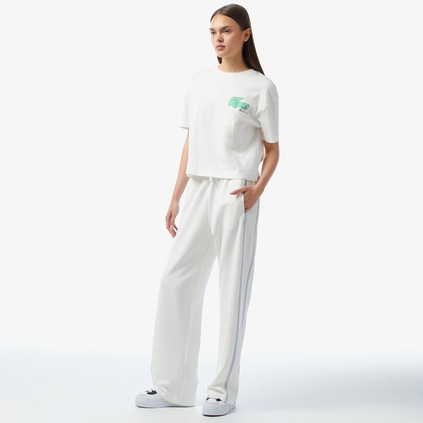 Kadın Flare Fit Beyaz Eşofman Altı