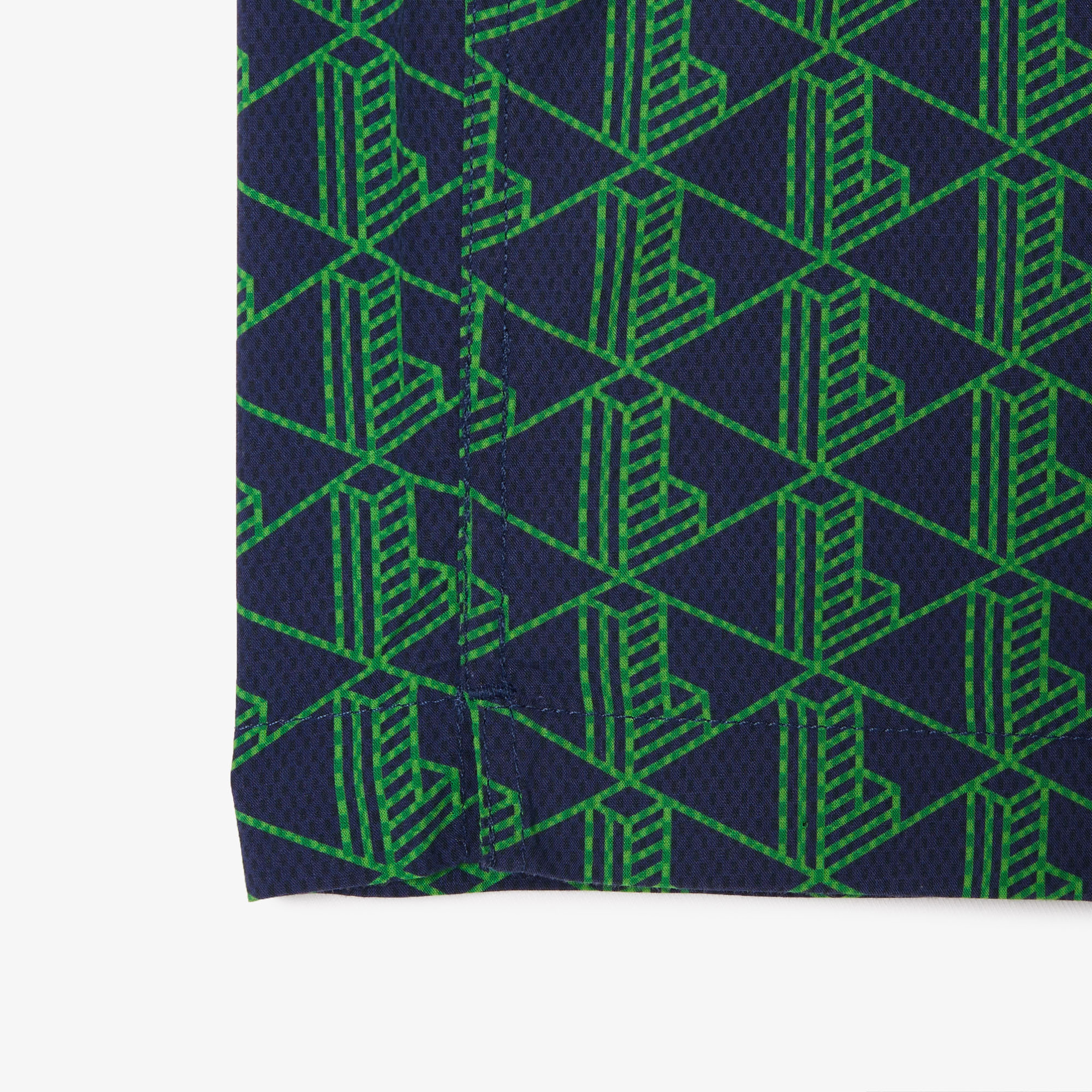 Erkek Relaxed Fit Kısa Kollu Monogram Yeşil Gömlek