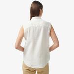 Kadın Kolsuz Krem Gömlek