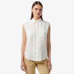 Kadın Kolsuz Krem Gömlek