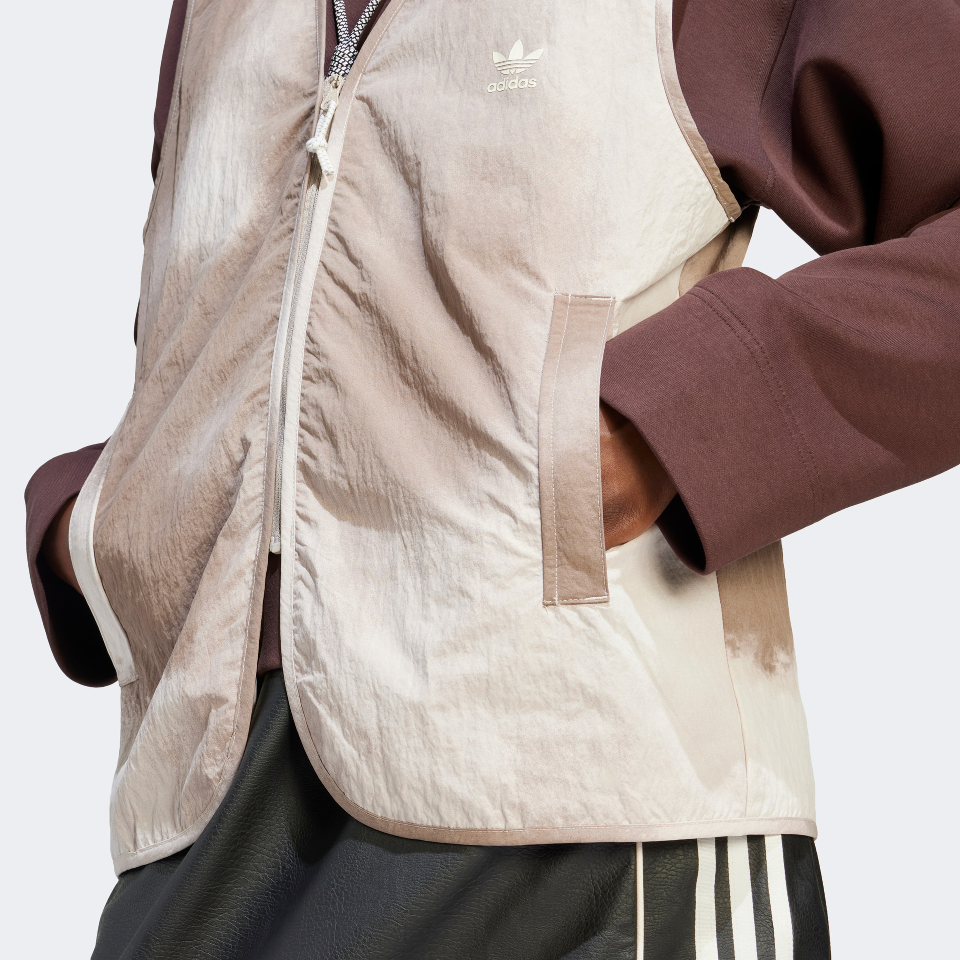 adidas Zip Up Vest Kadın Krem Yelek