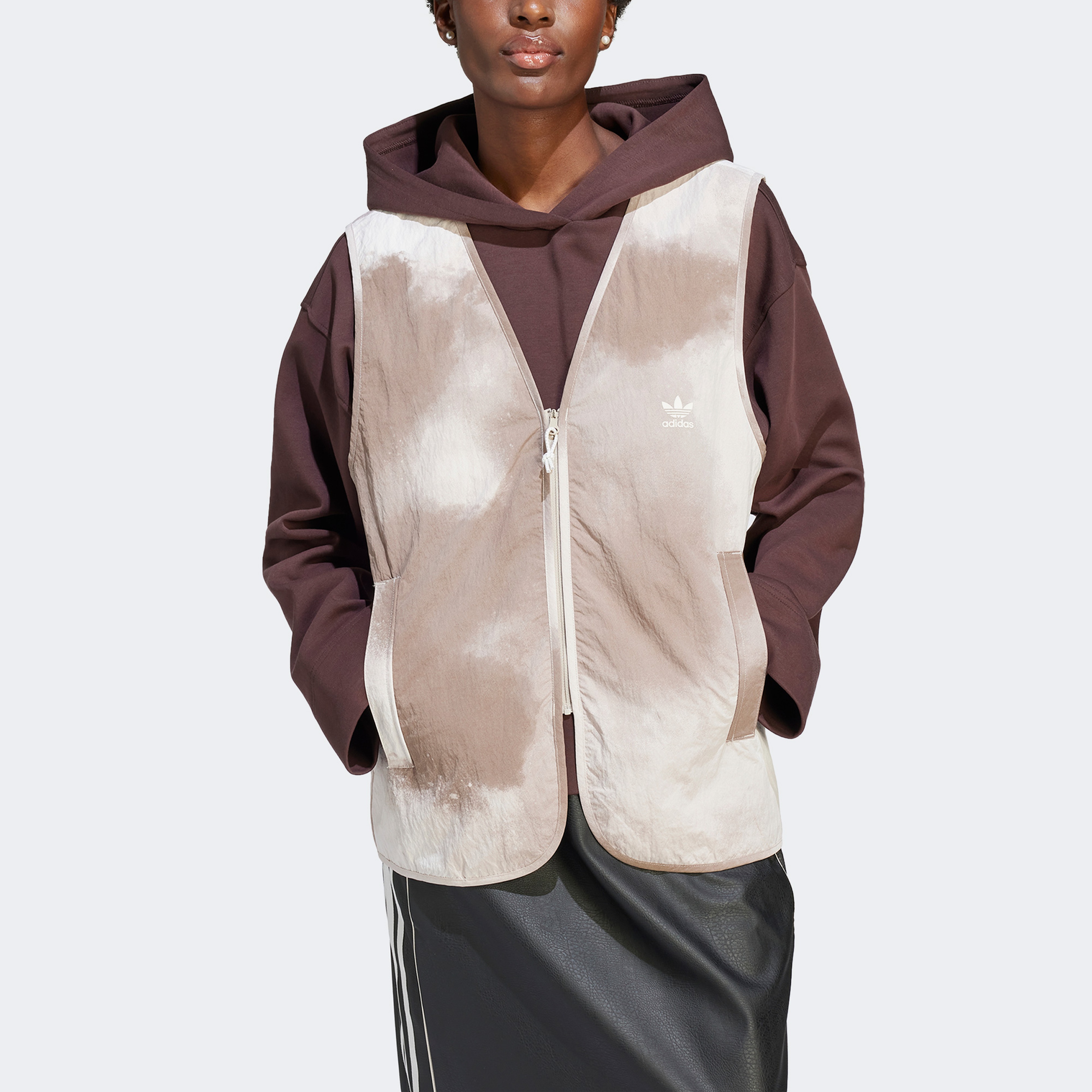 adidas Zip Up Vest Kadın Krem Yelek