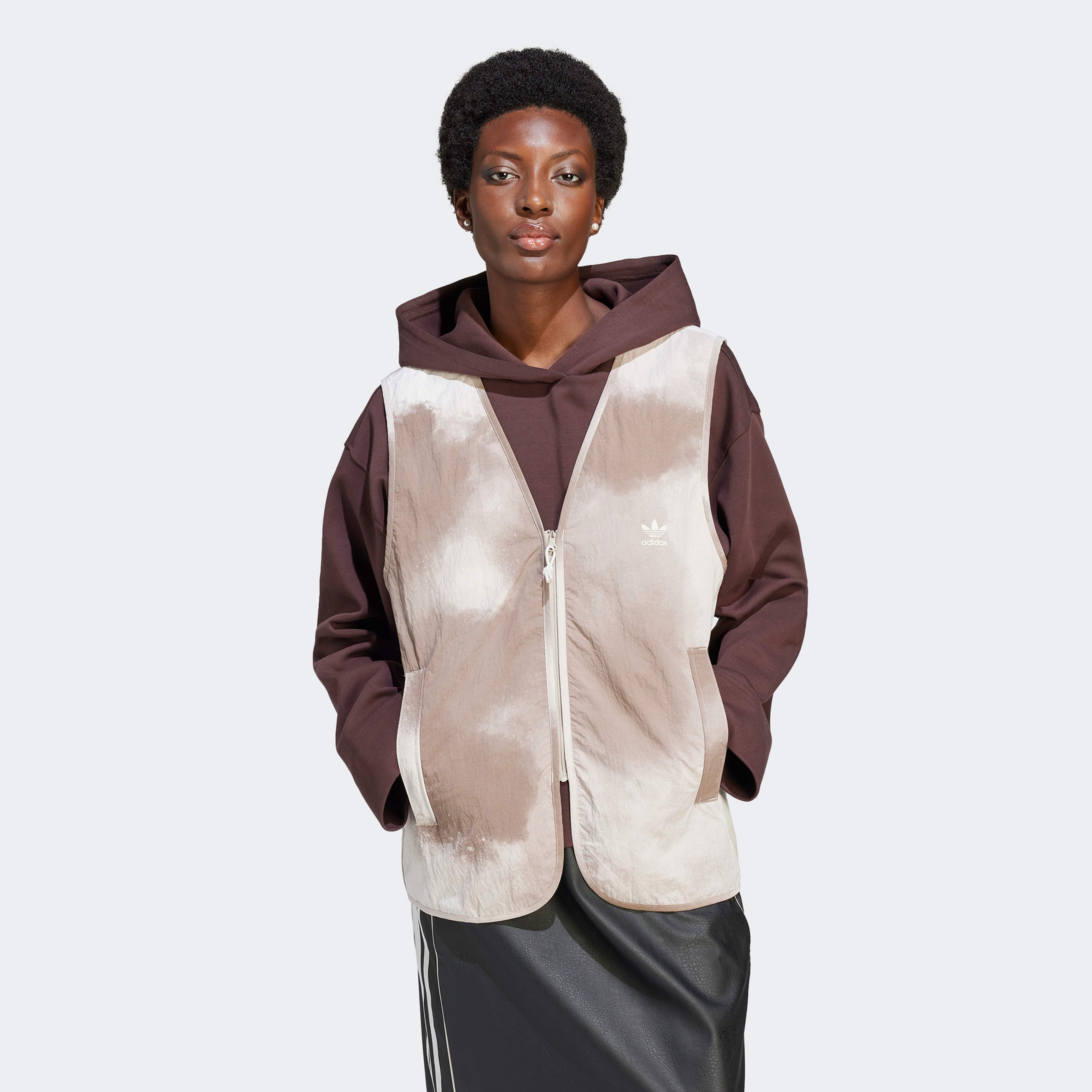 adidas Zip Up Vest Kadın Krem Yelek