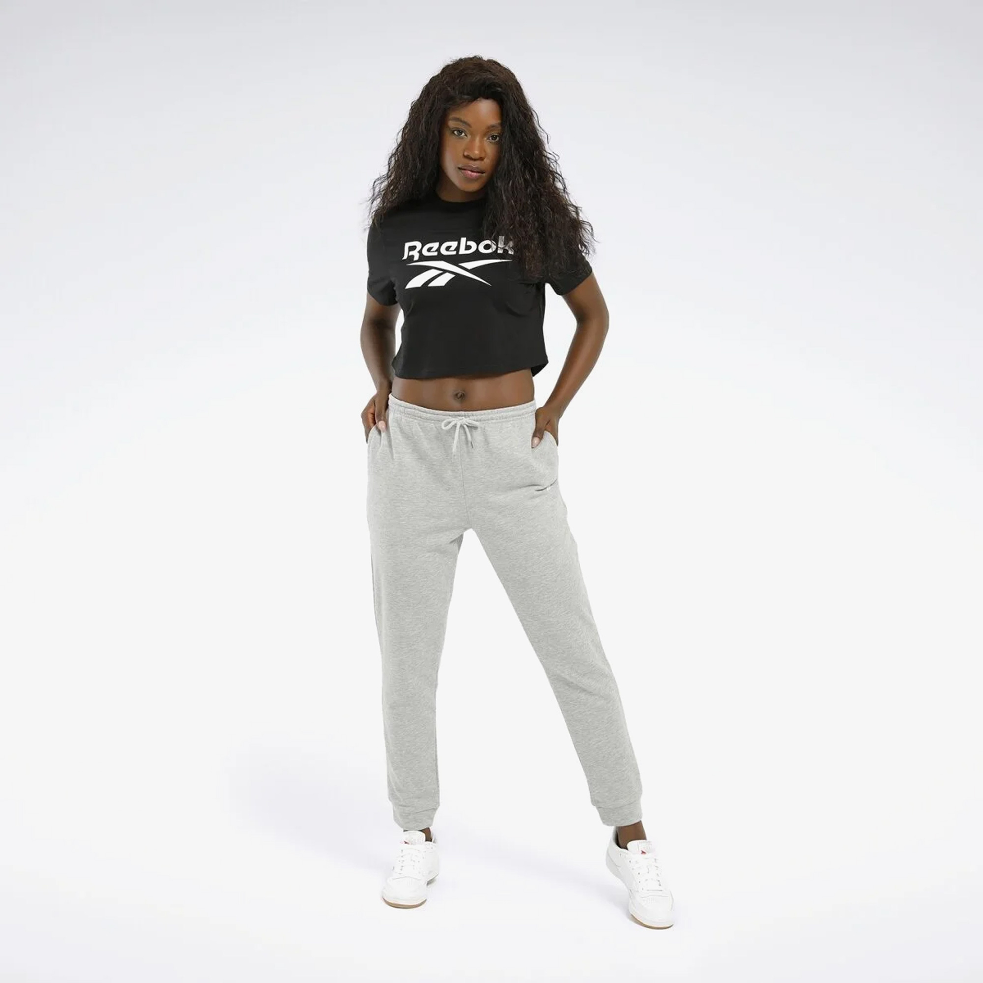 Reebok Id Kadın Siyah Crop T-Shirt