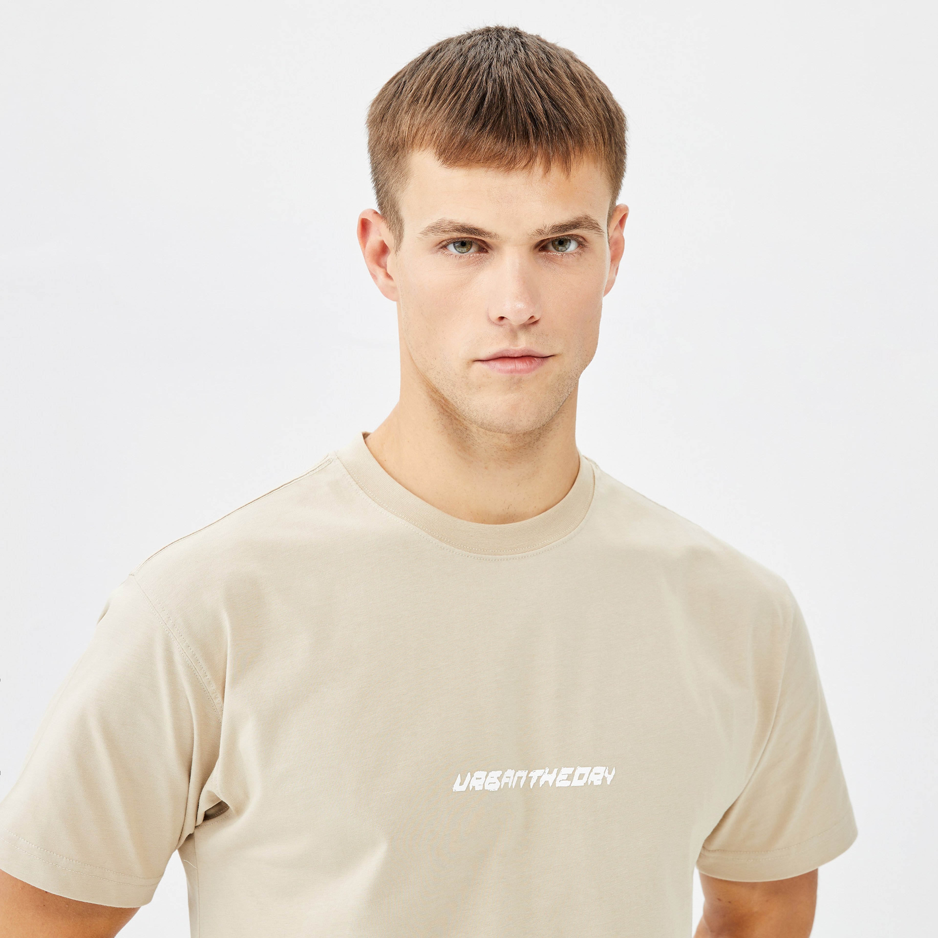 Urban Theory Essentials Unisex Bej T-Shirt