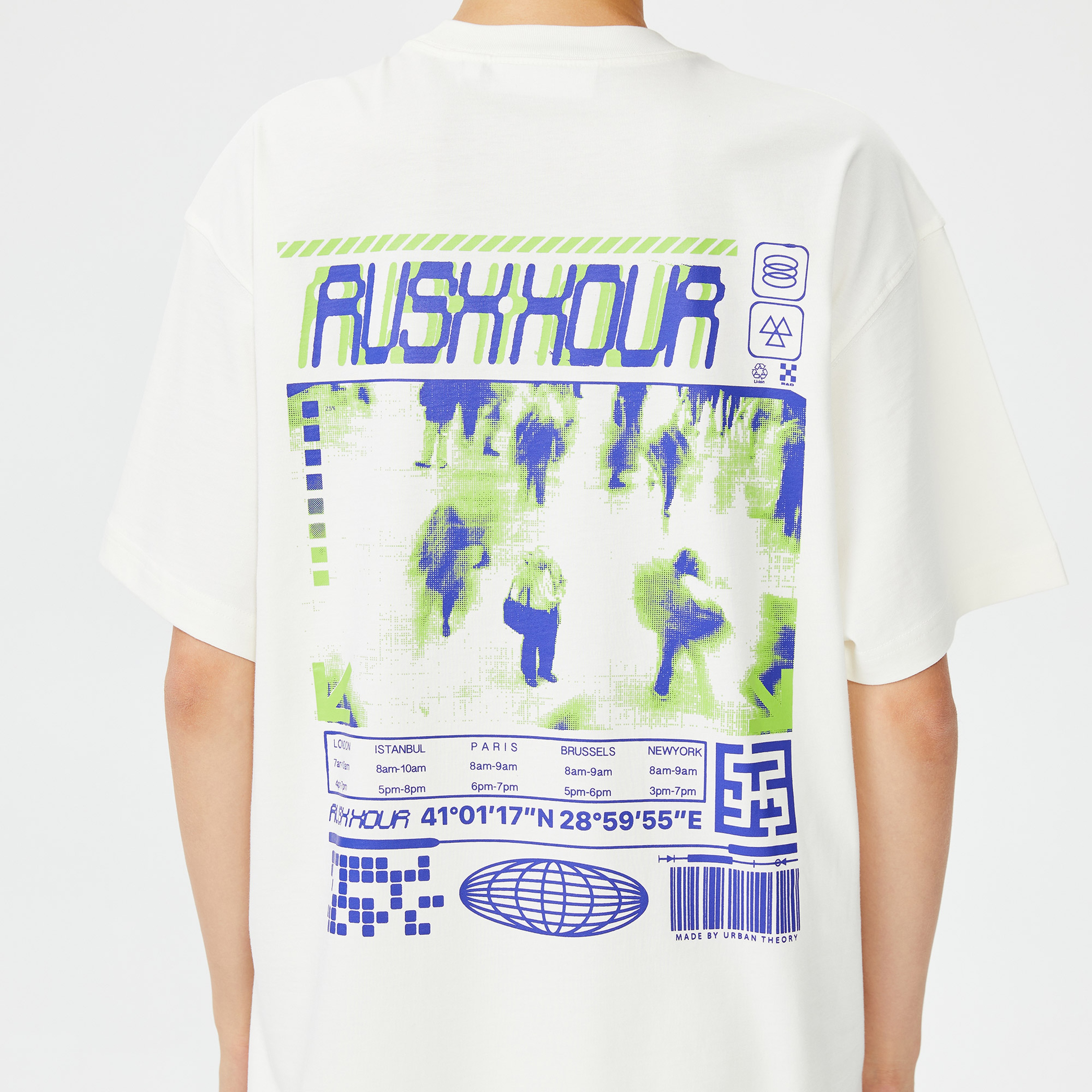 Urban Theory Back Artwork Prınted Unisex Beyaz T-Shirt